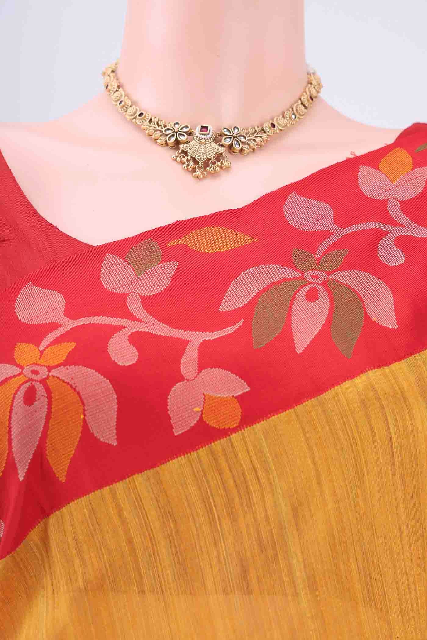 Yellow Dhakai Jamdhani Saree - Image 2