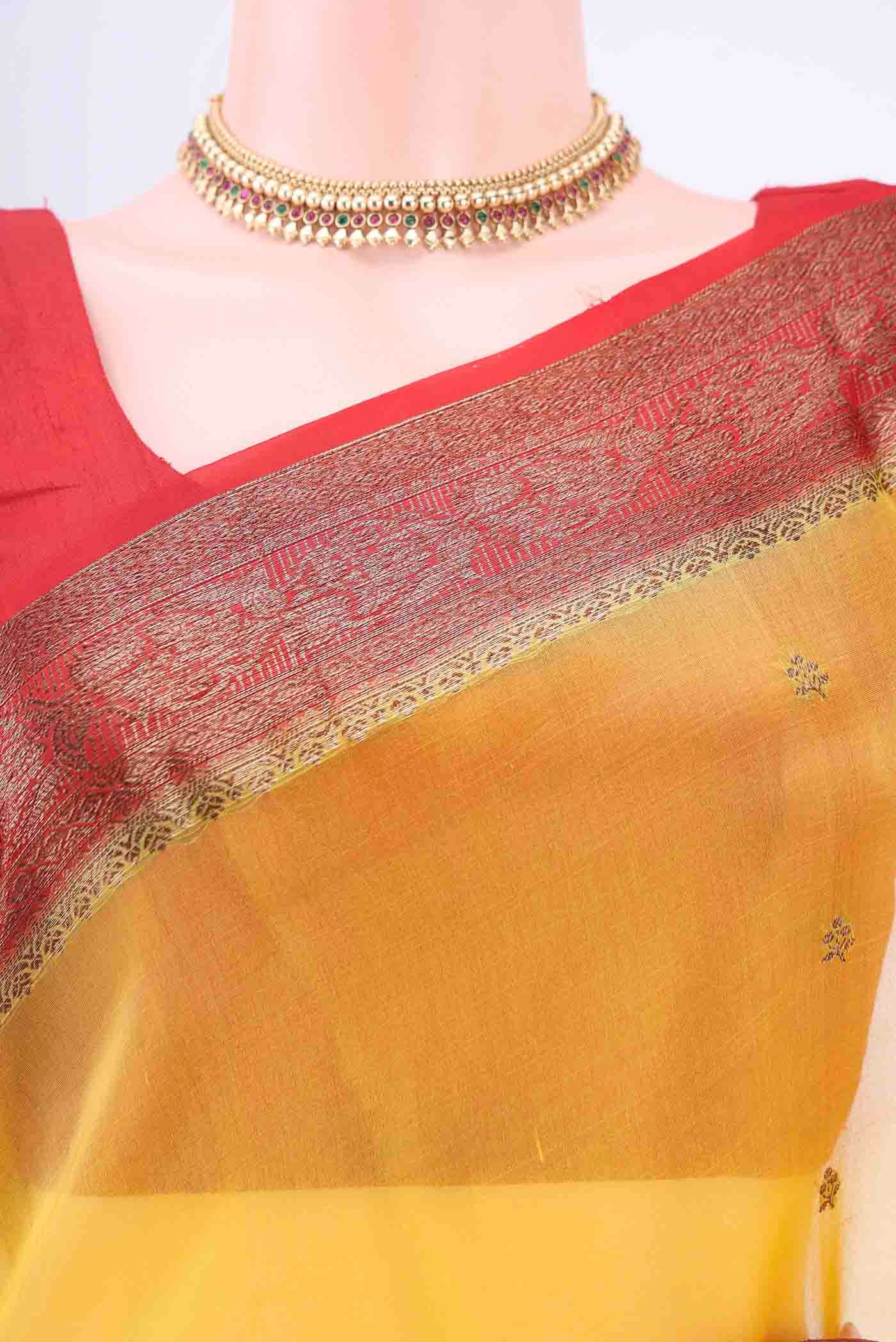 Yellow Organza Silk Saree - Image 2