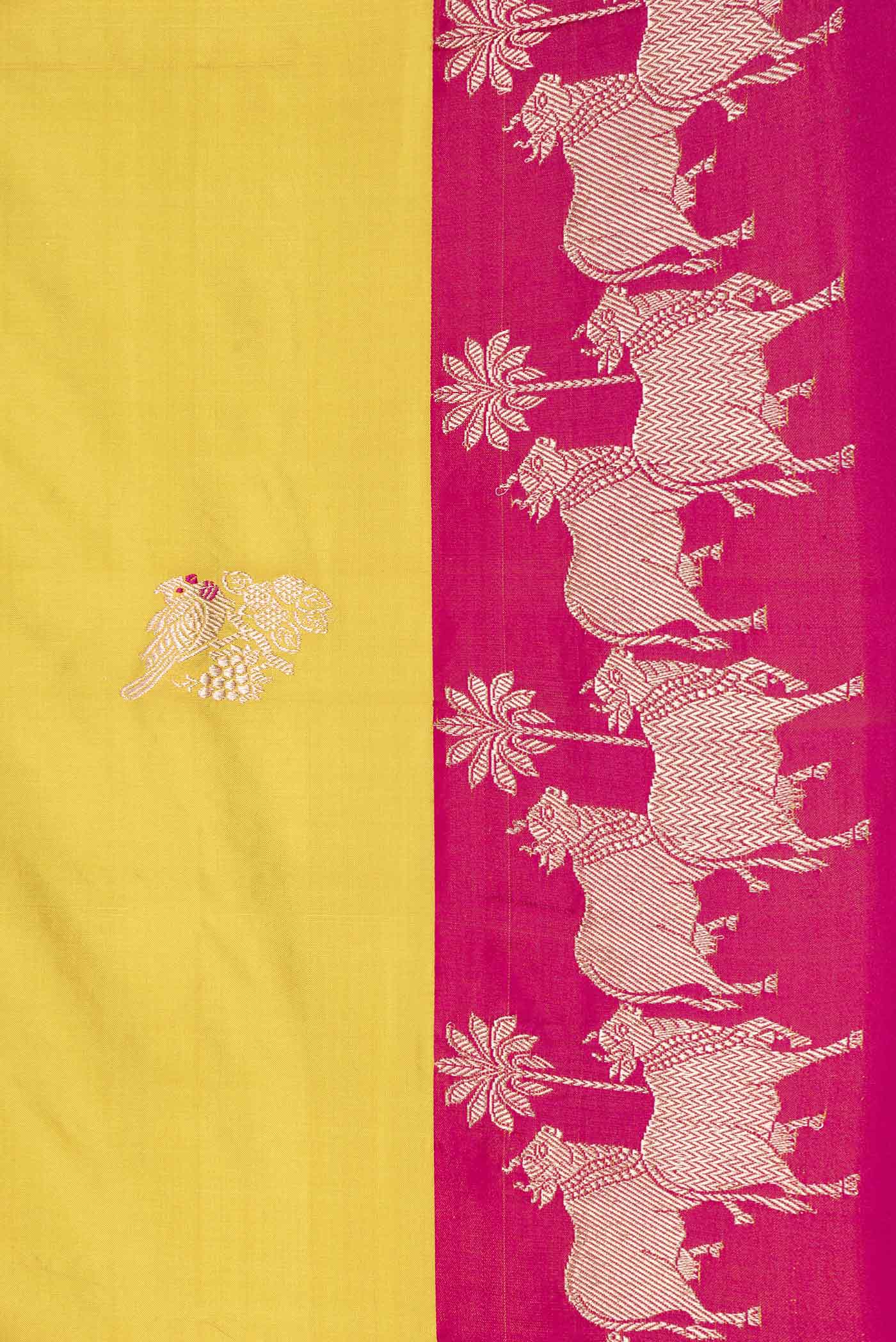 Yellow Dual Tone Banarasi Saree - Image 3