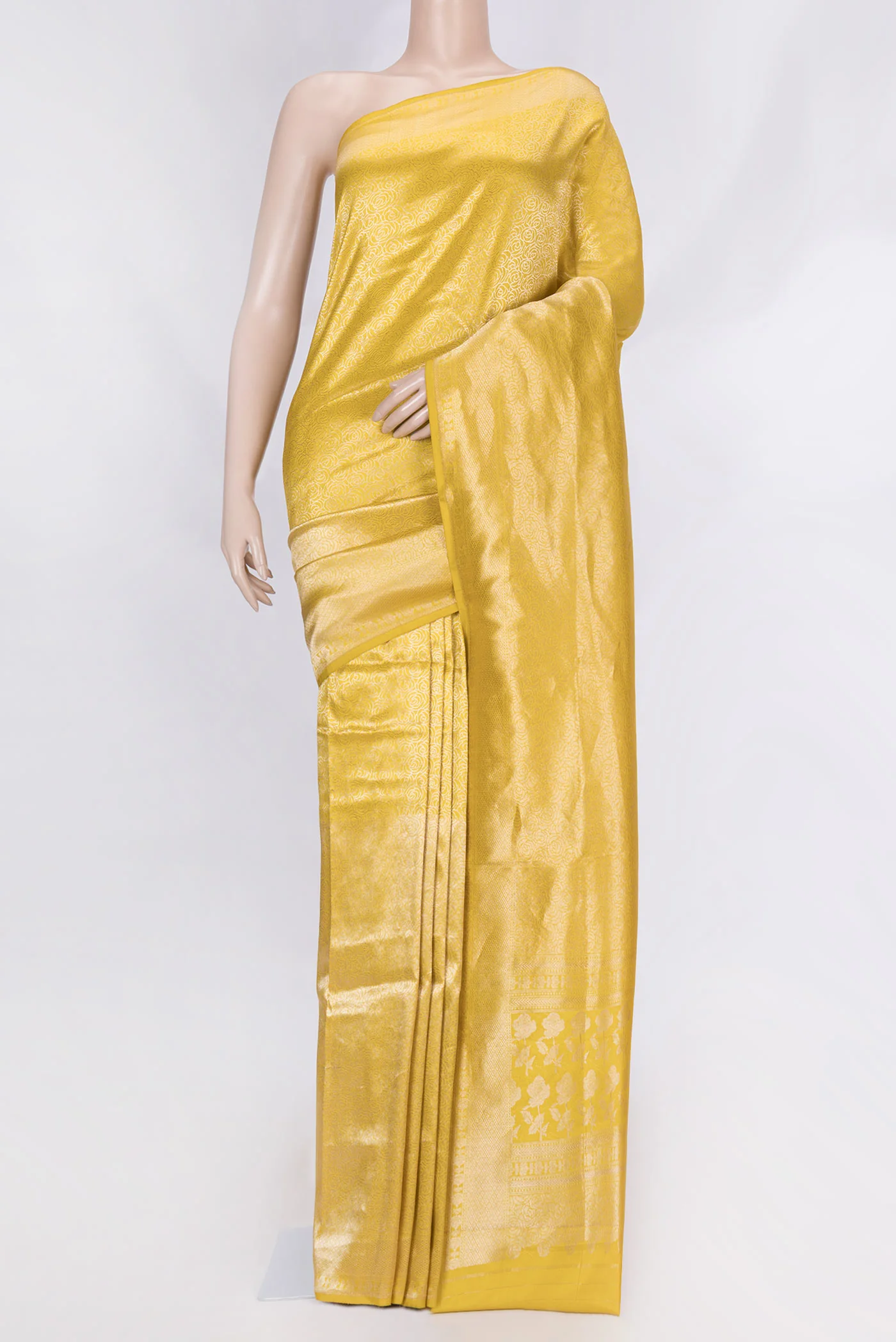 Yellow Dual Tone Banarasi Silk Saree