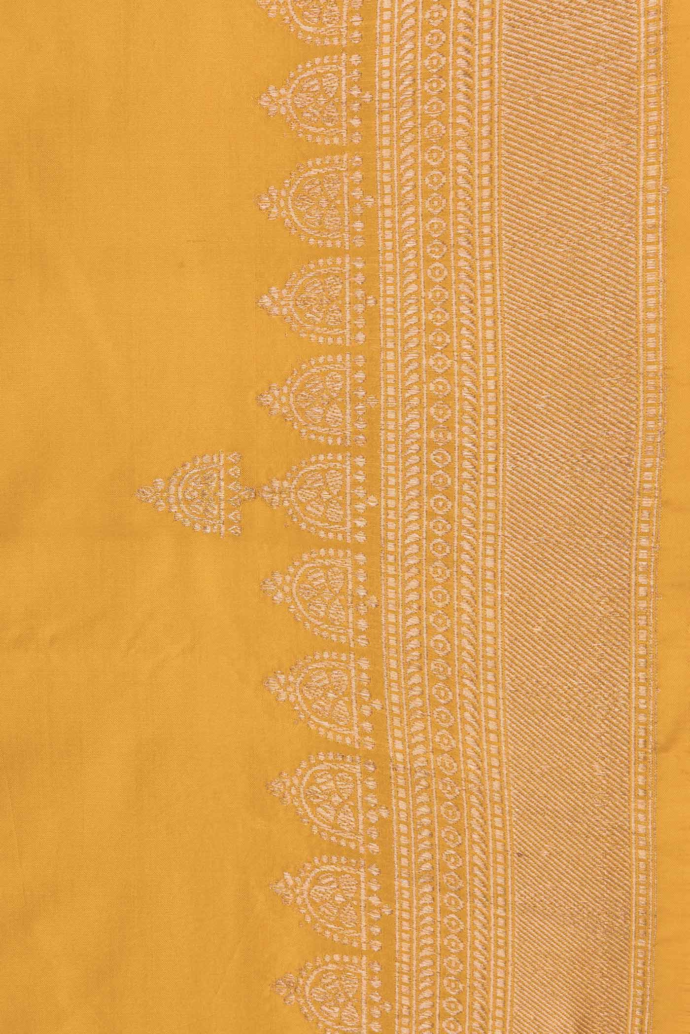 Yellow Banarasi Katan Silk Saree - Image 3