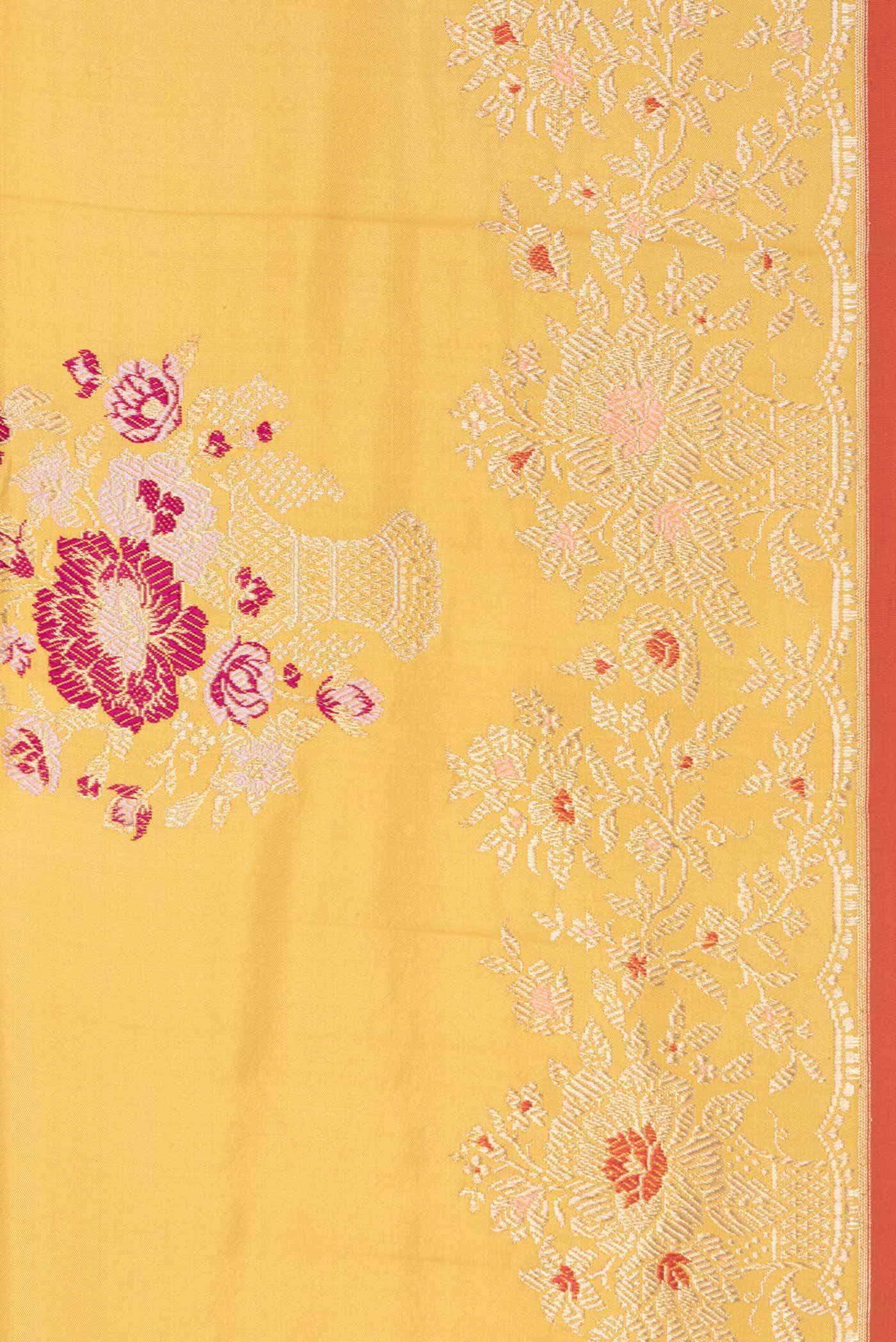 Yellow Dual Tone Banarasi Silk Saree - Image 6