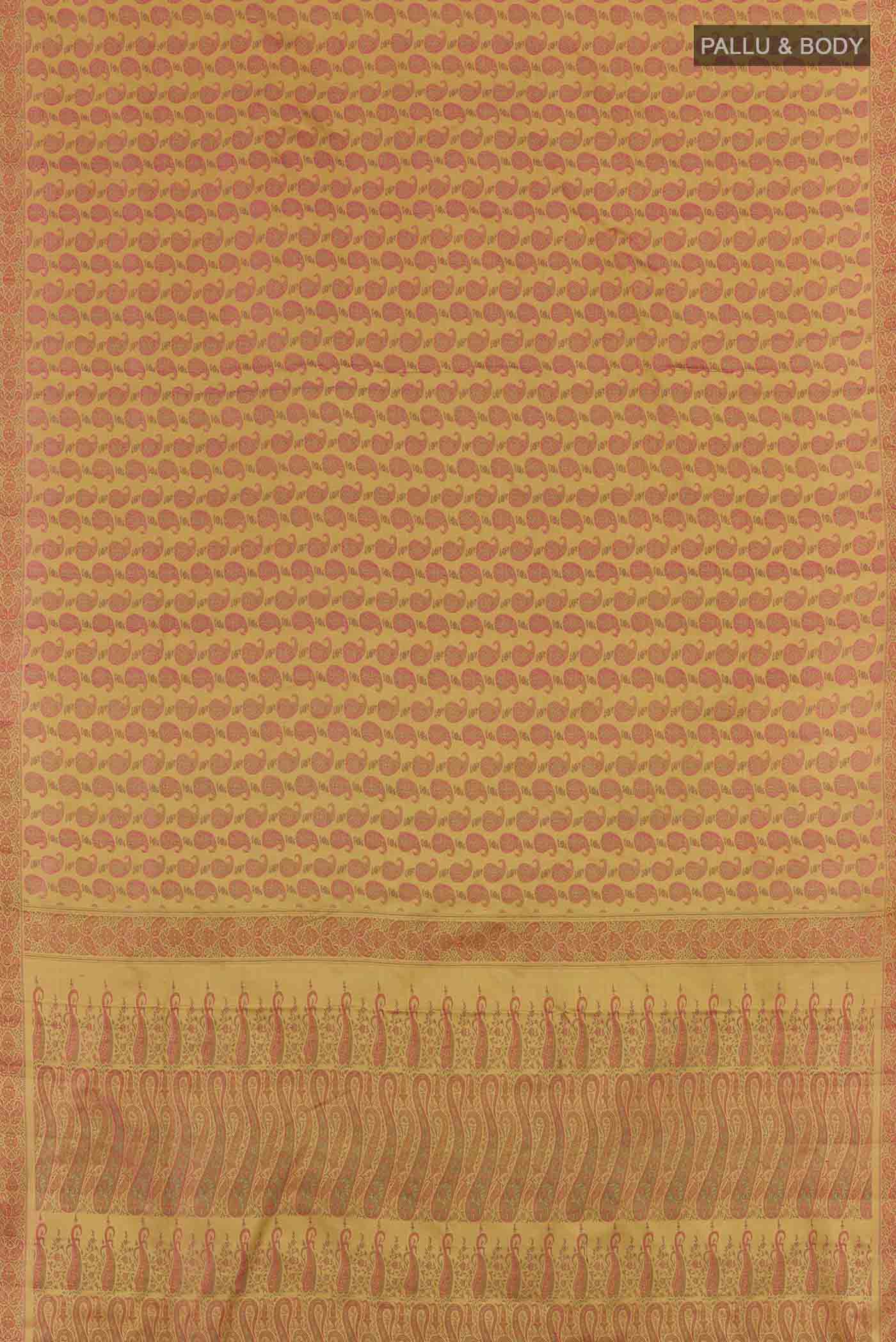 Yellow Dual Tone Banarasi Tanchoi Silk Saree - Image 4