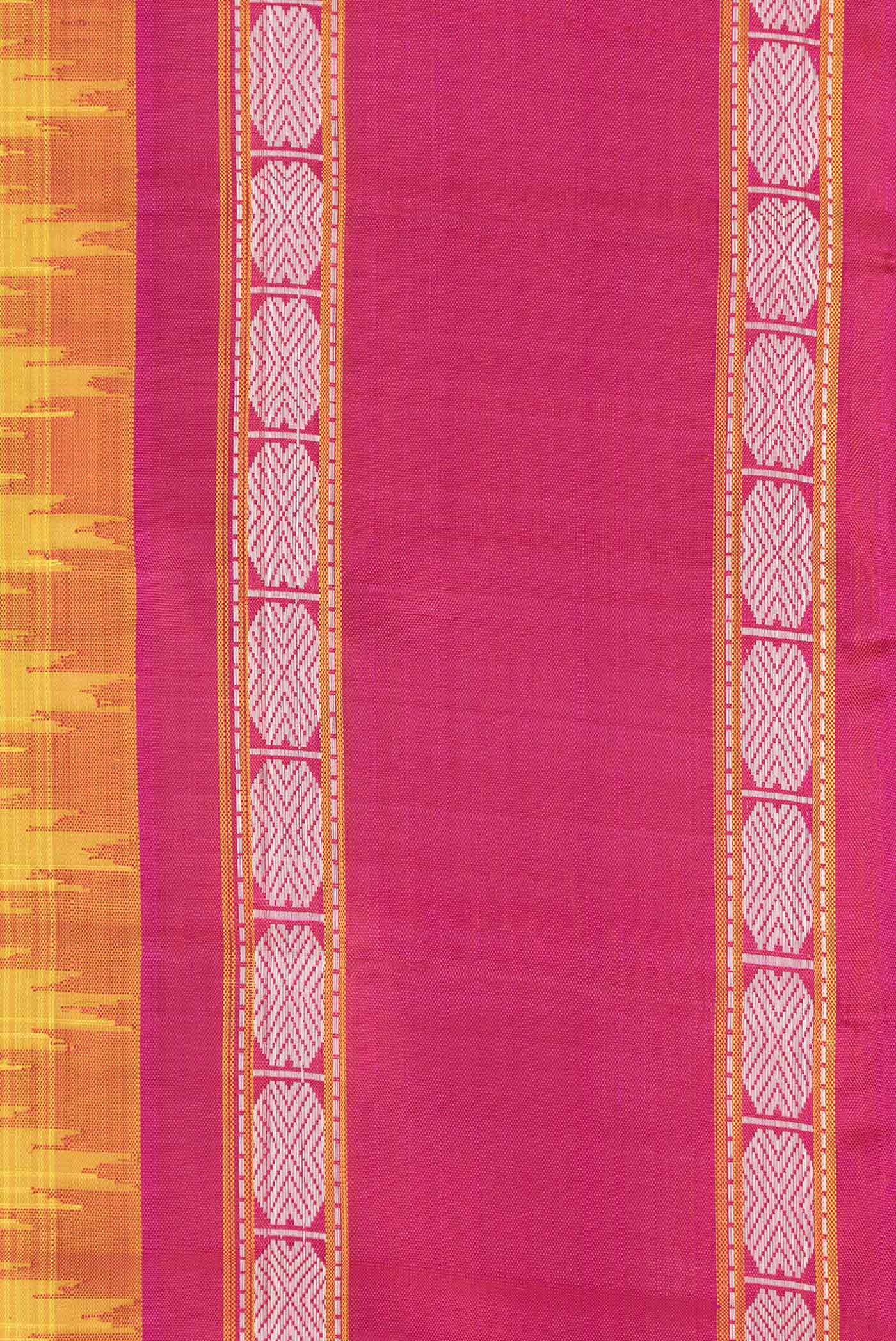 Yellow Gadwal Silk Saree - Image 3
