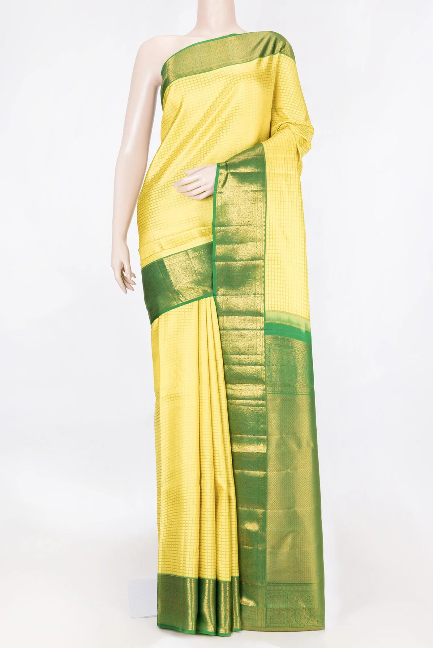 Yellow Dual Tone Kanchipuram Saree