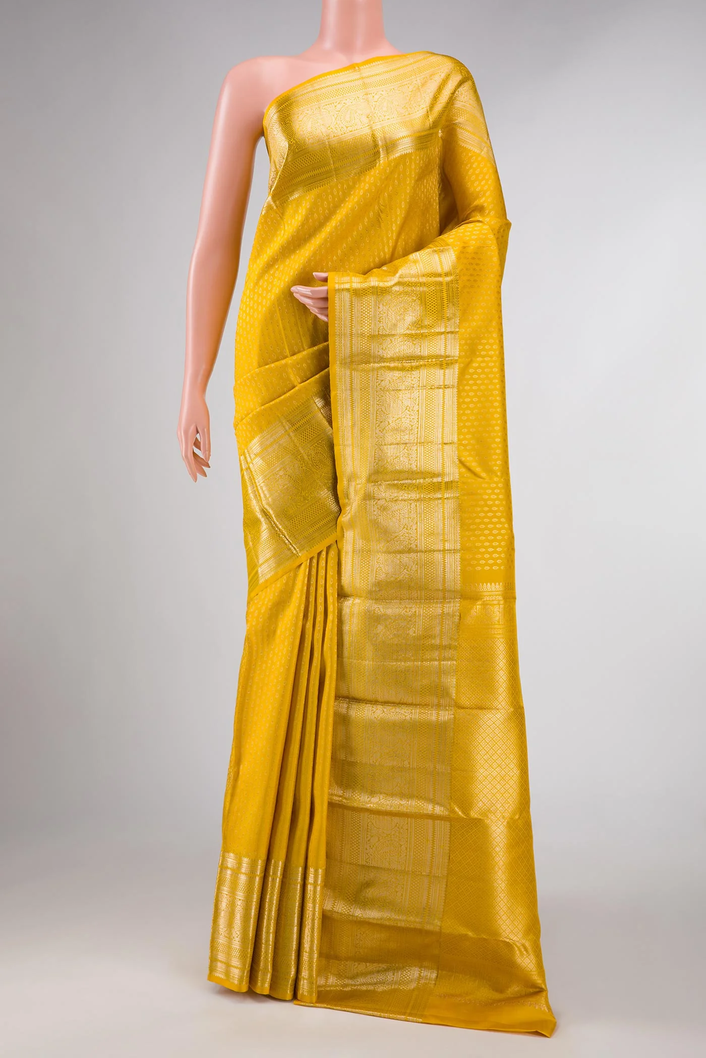 Yellow Dual Tone Kanchipuram Silk Saree