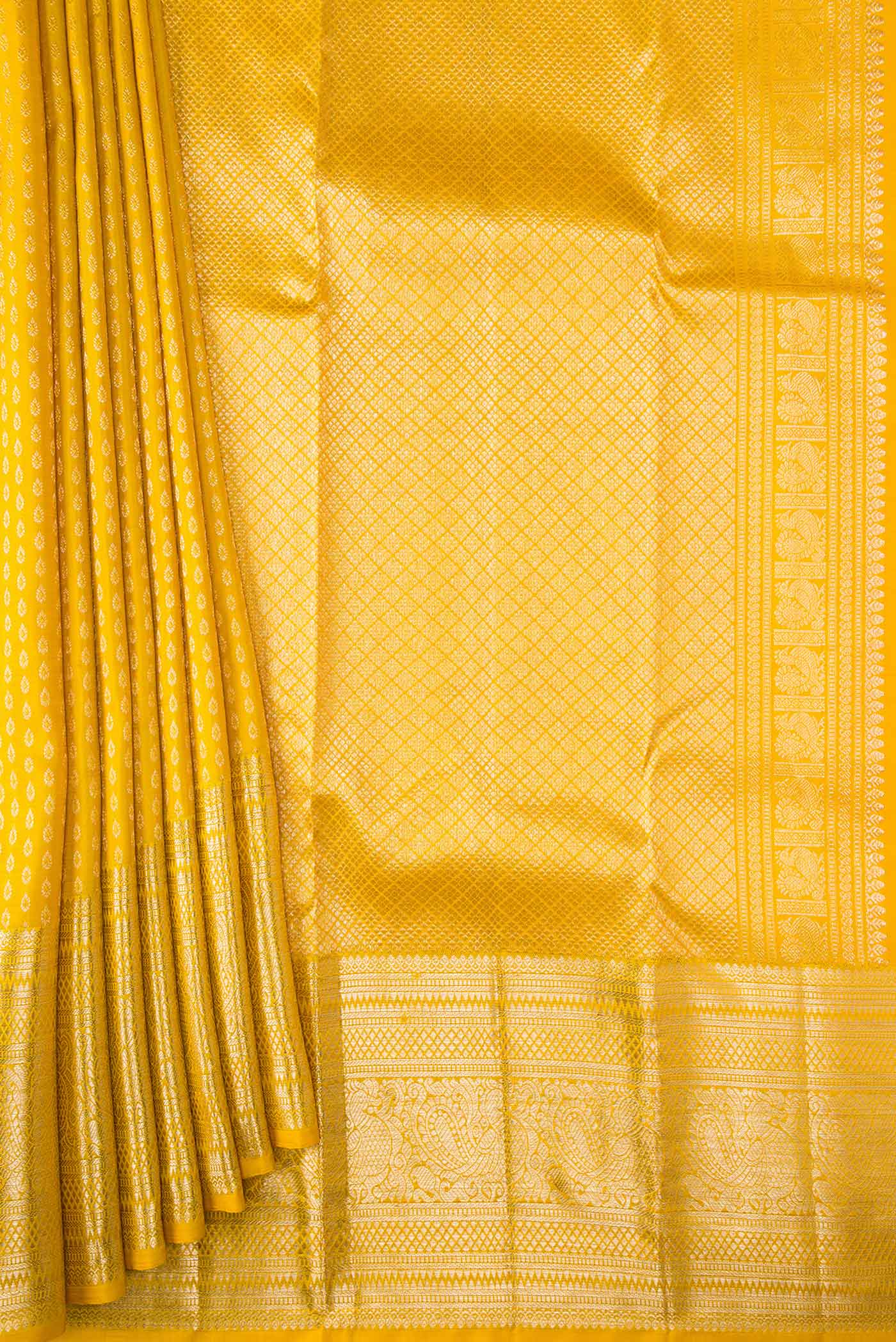 Yellow Dual Tone Kanchipuram Silk Saree - Image 4