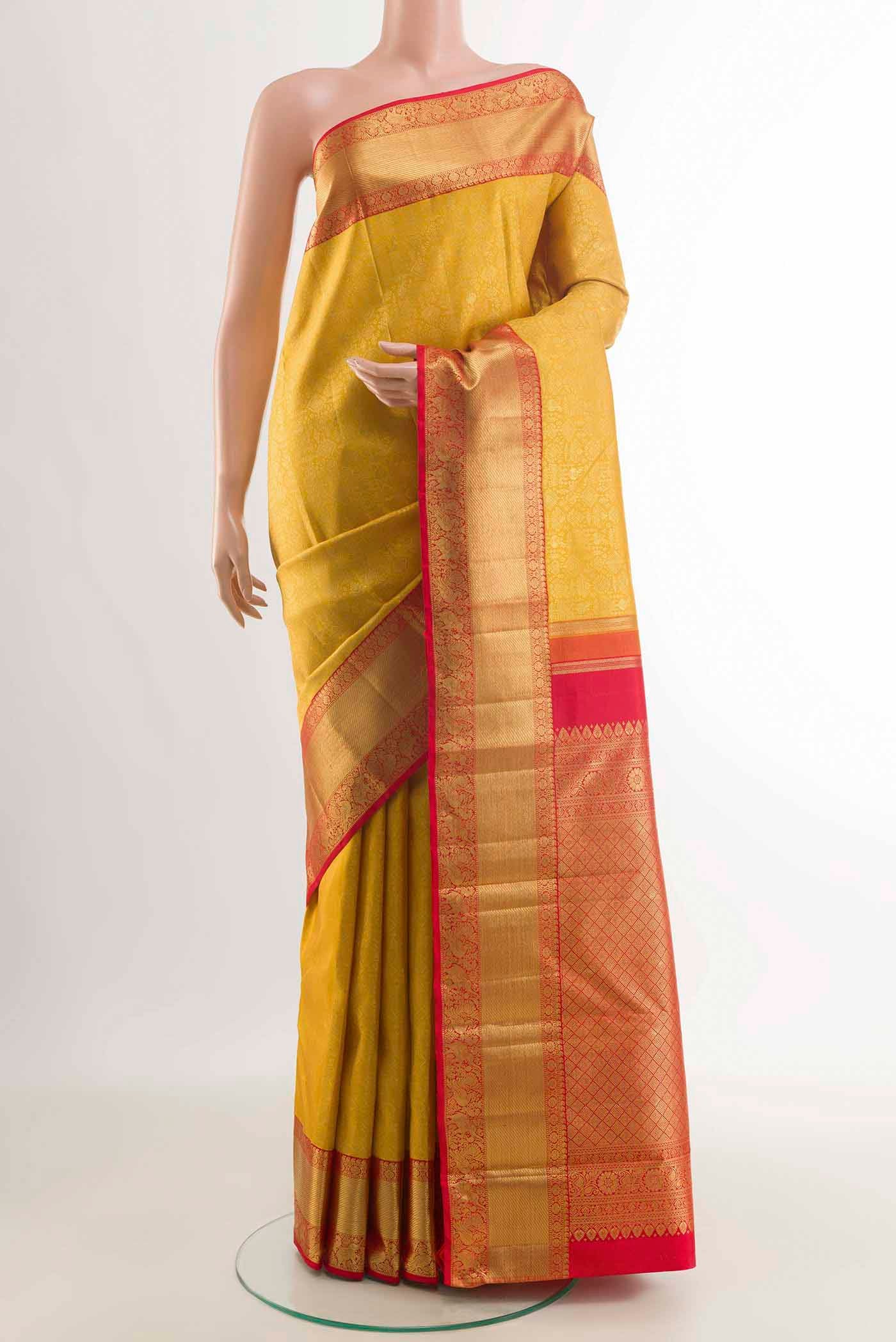 Yellow Dual Tone Kanjivaram Silk Saree