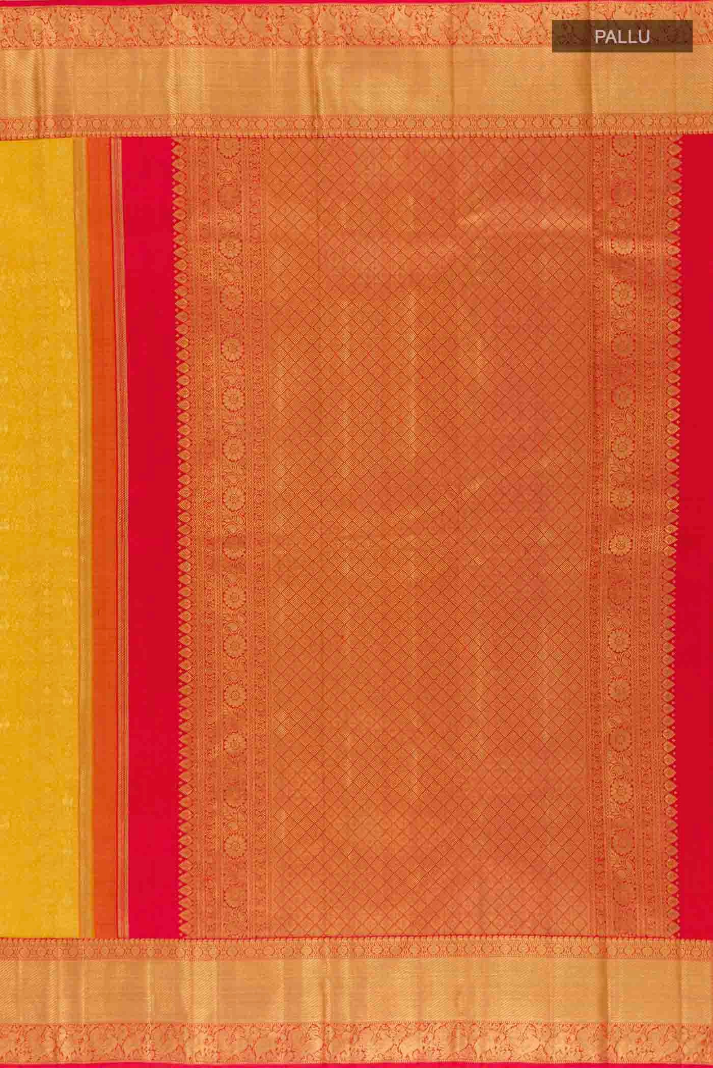 Yellow Dual Tone Kanjivaram Silk Saree - Image 7