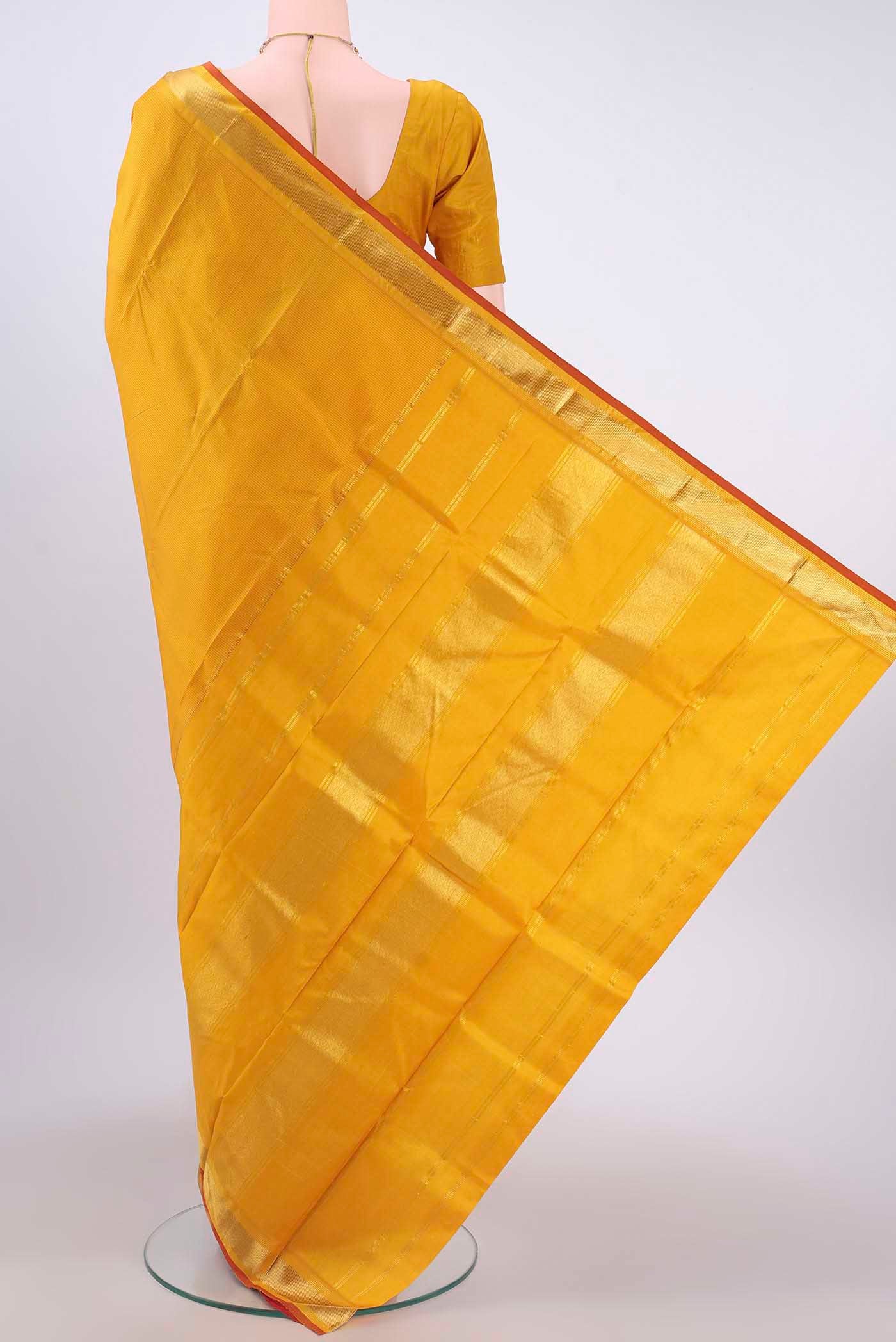 Yellow Dual Tone Kanjivaram Silk Saree - Image 3