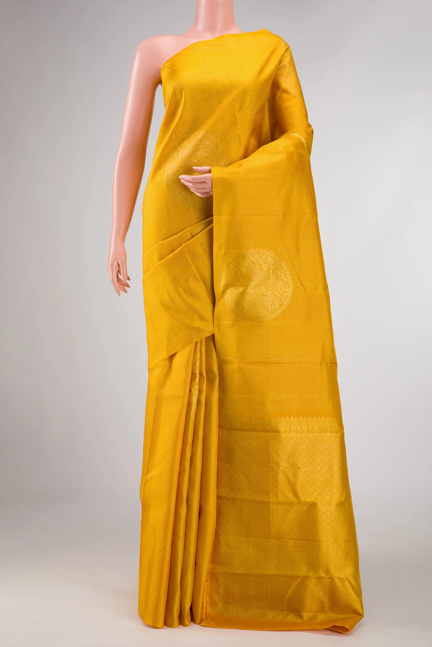 Yellow Dual Tone Kanjivaram Silk Saree