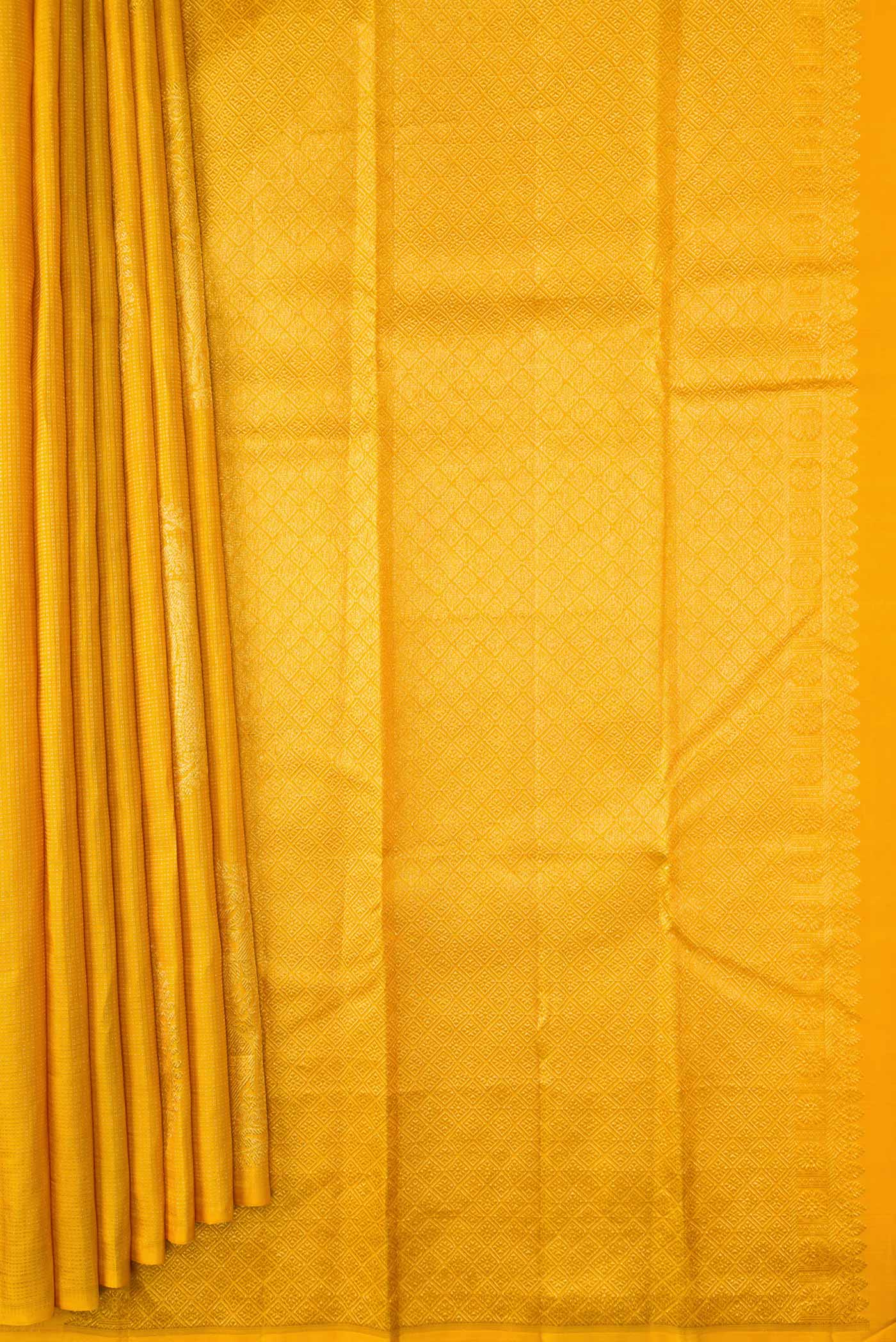 Yellow Dual Tone Kanjivaram Silk Saree - Image 3