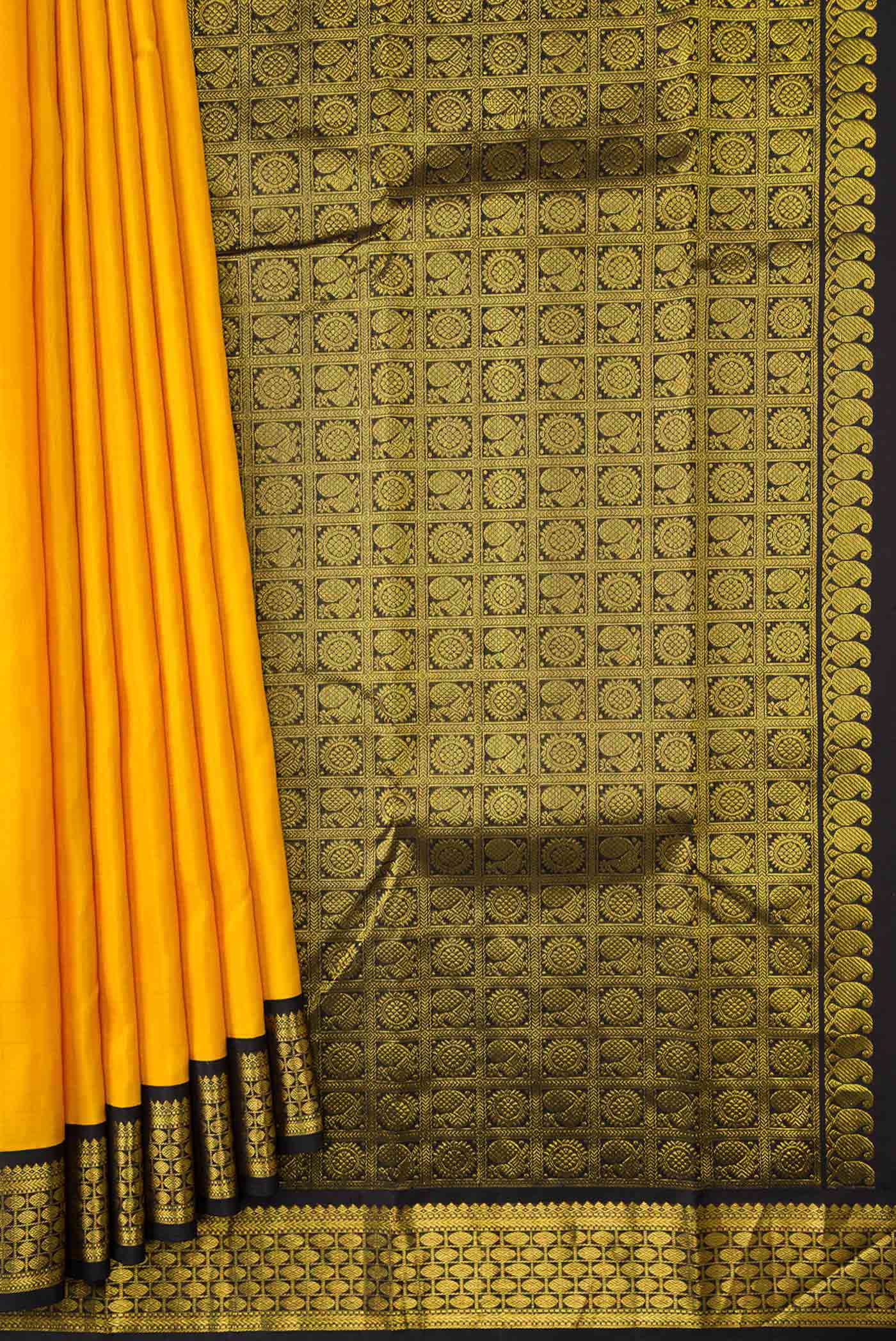 Yellow Dual Tone Kanjivaram Silk Saree - Image 4