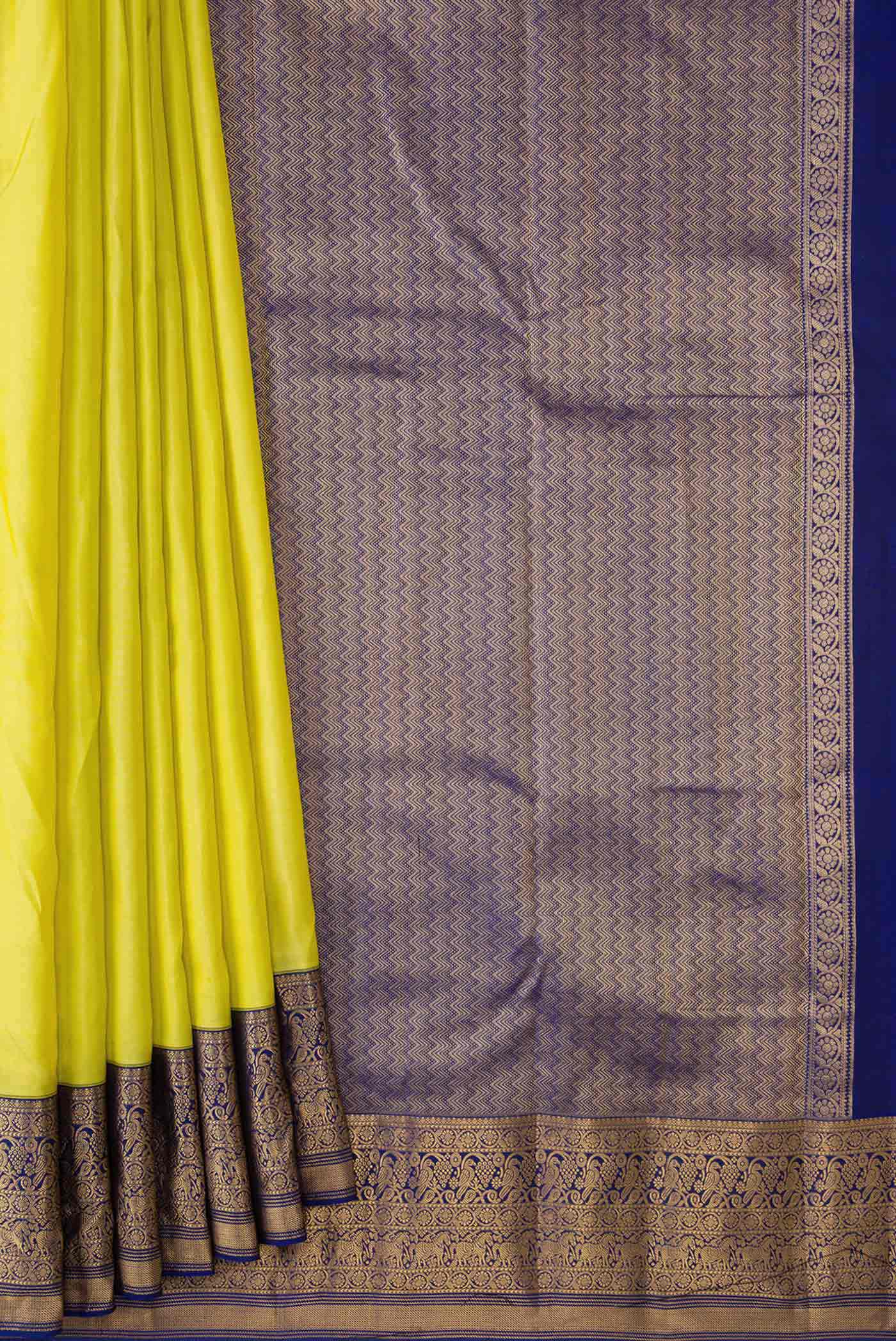 Yellow Dual Tone Kanchipuram Silk Saree - Image 4