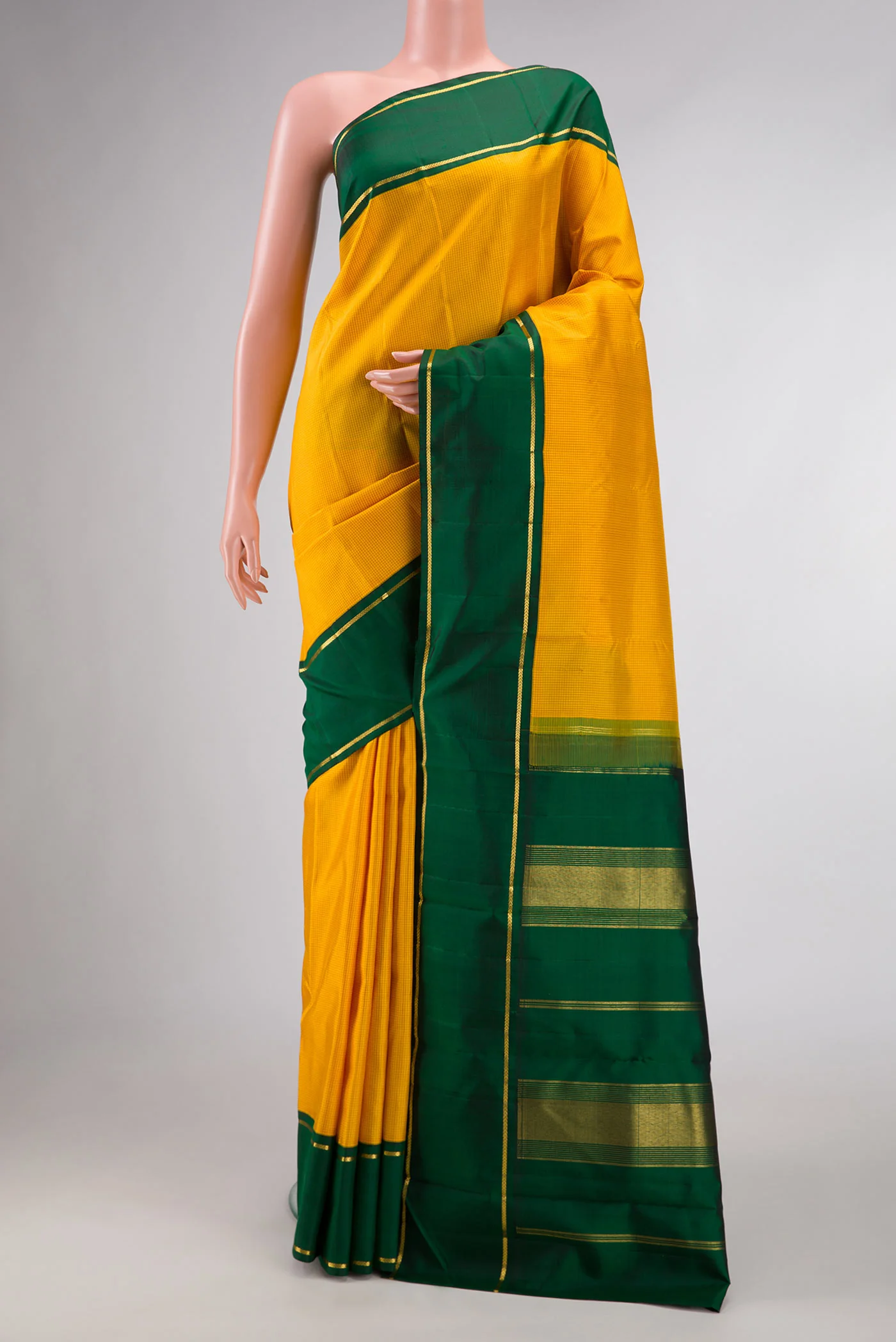 Yellow Dual Tone Kanjivaram Silk Saree