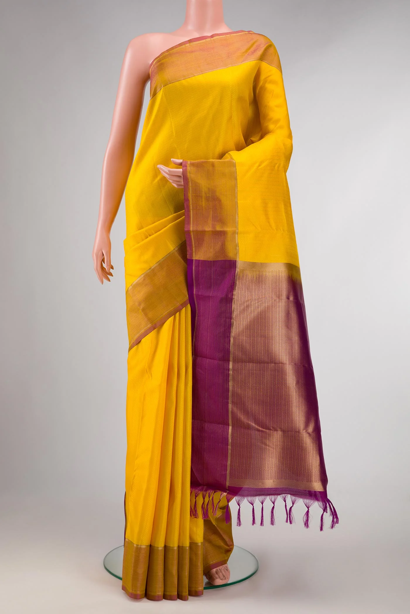 Yellow Dual Tone Kanchipuram Silk Saree