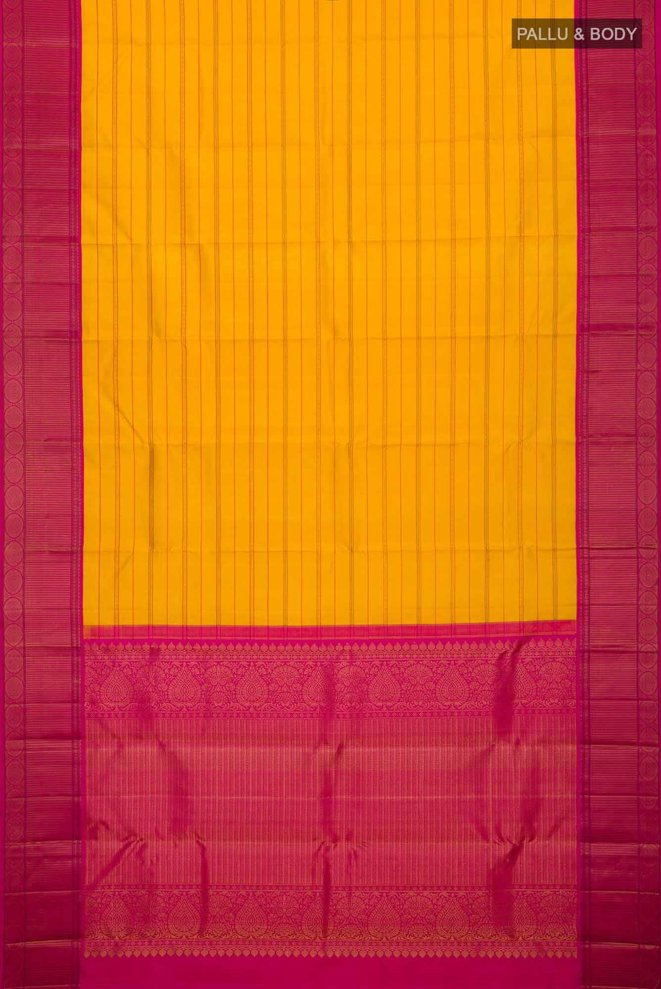 Yellow Dual Tone Kanjivaram Silk Saree - Image 4