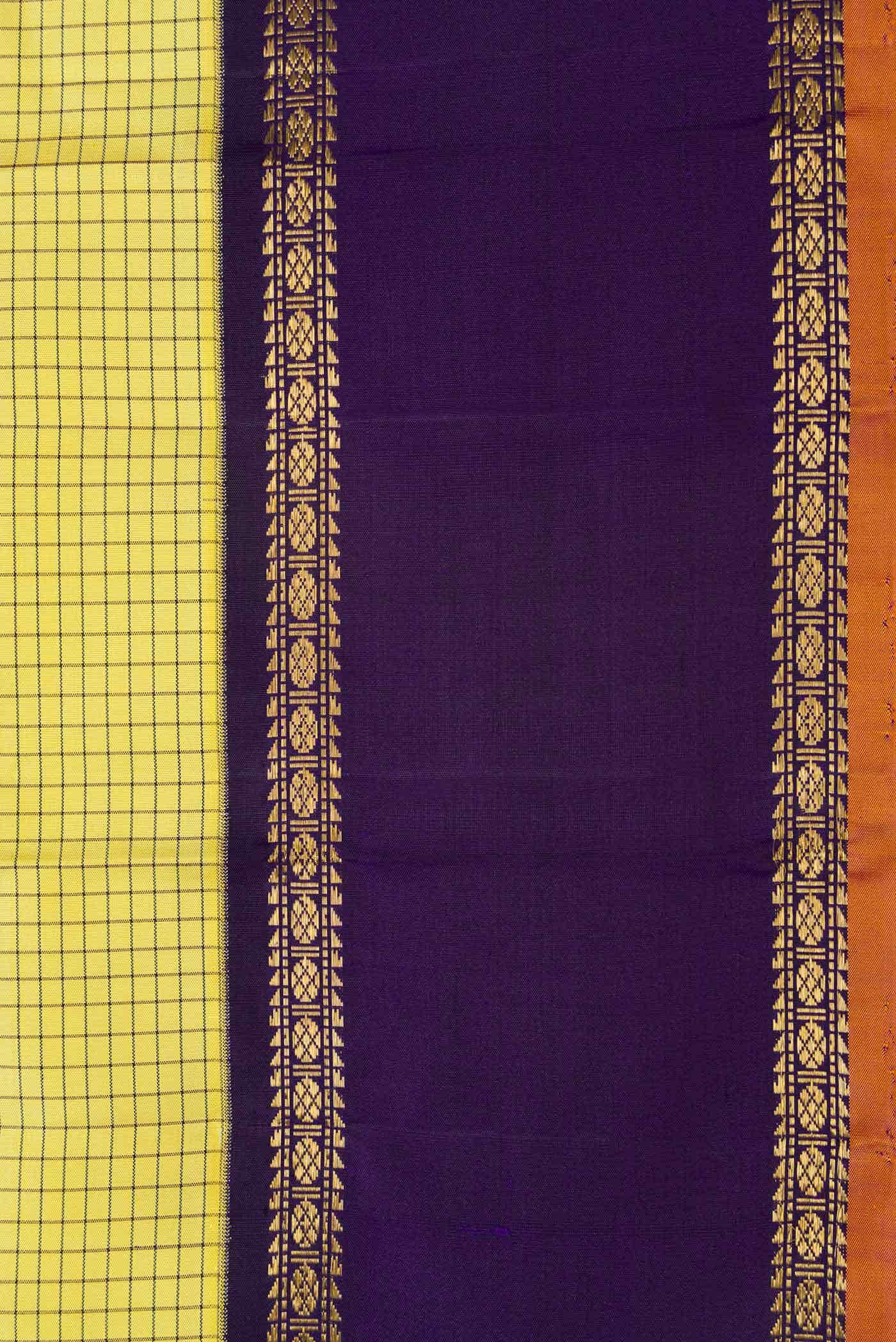 Yellow Dual Tone Kanjivaram Silk Saree - Image 5