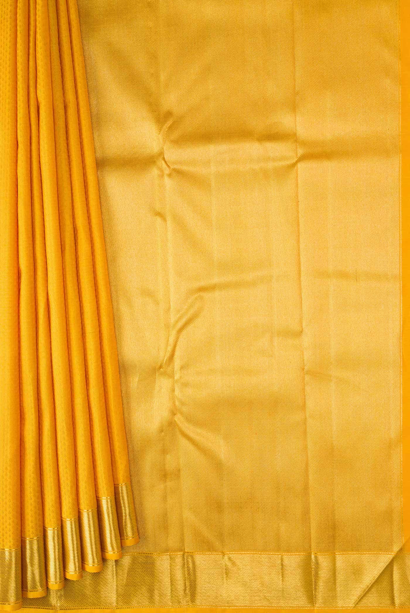 Pure Silk Pure Zari Yellow Dual Tone Kanchipuram Saree - Image 2