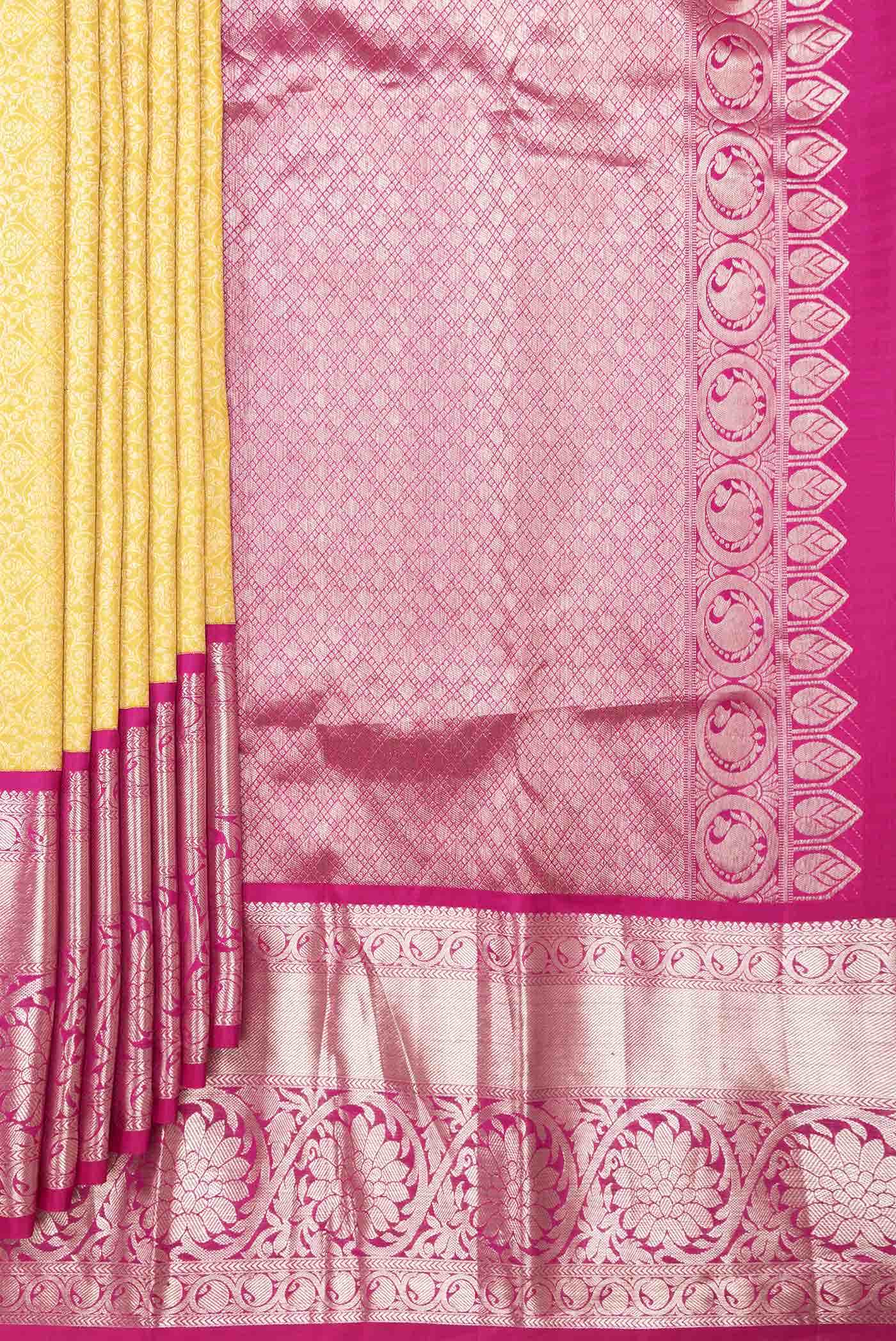 Yellow Dual Tone Kanjivaram Silk Saree - Image 2