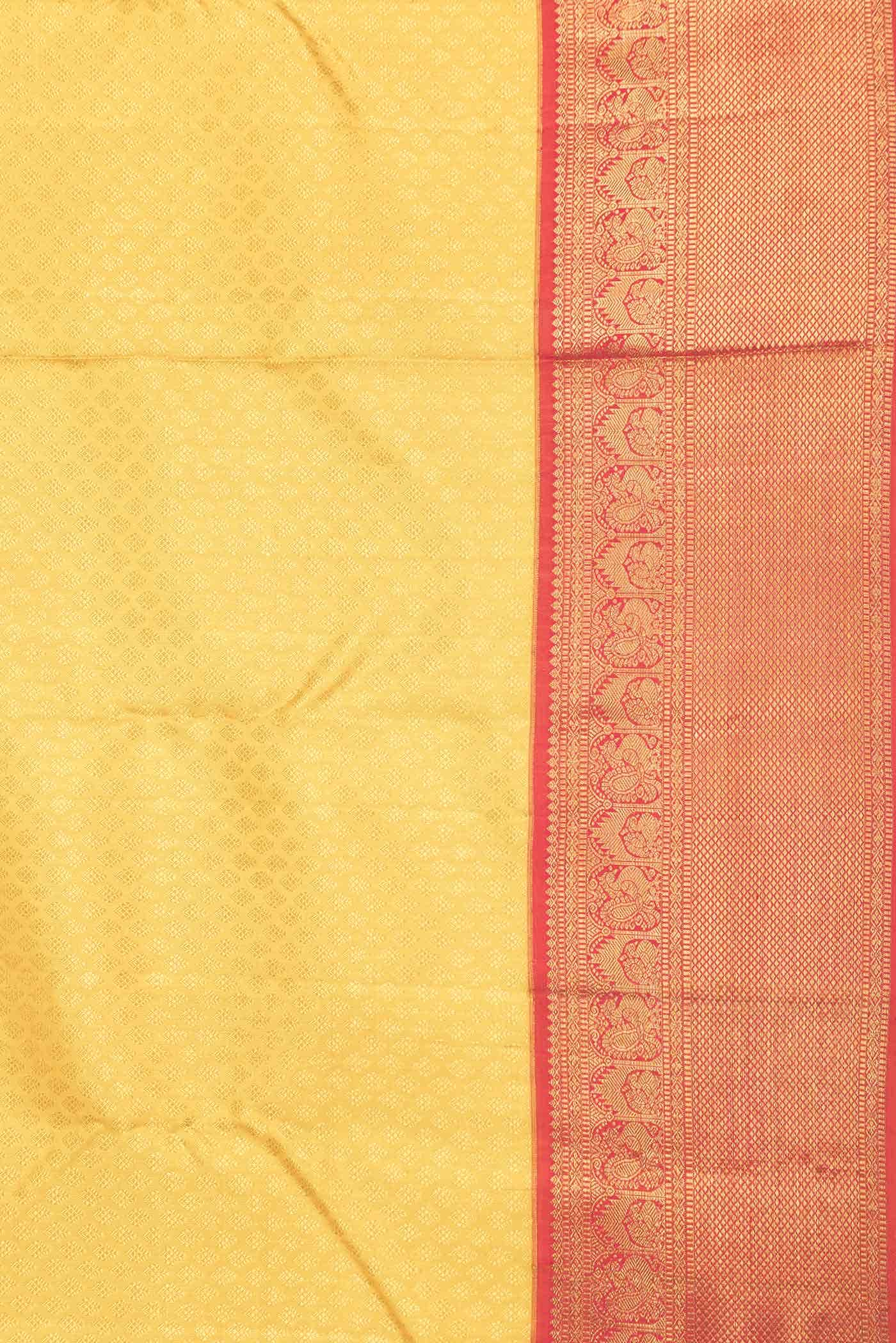 Yellow Dual Tone Kanchipuram Silk Saree - Image 6