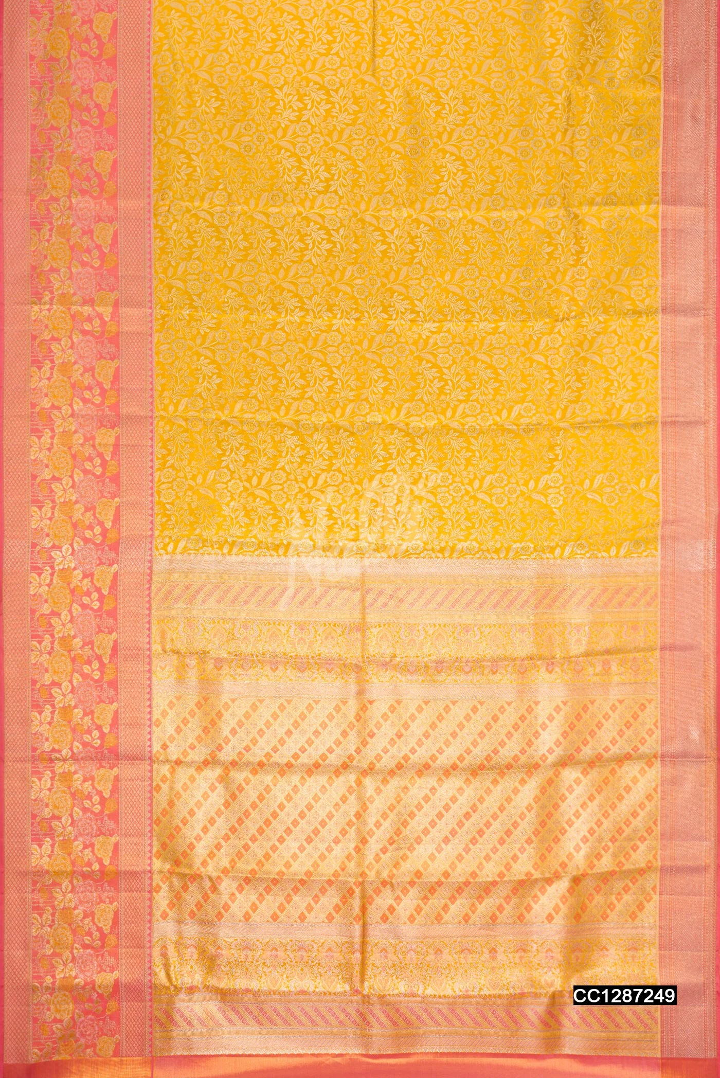 Yellow Dual Tone Kanchipuram Tissue Silk Saree