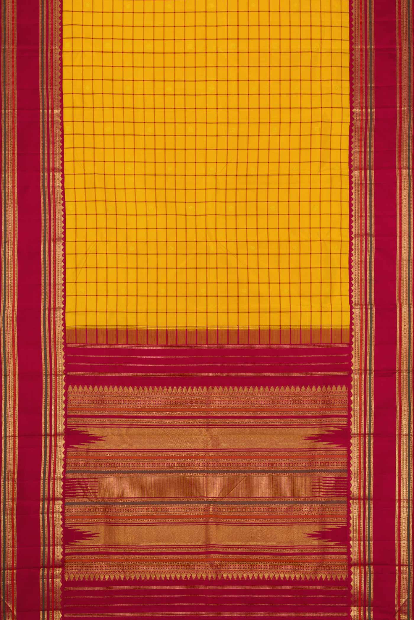 Pure Silk Pure Zari Yellow Kanjivaram Saree - Image 6