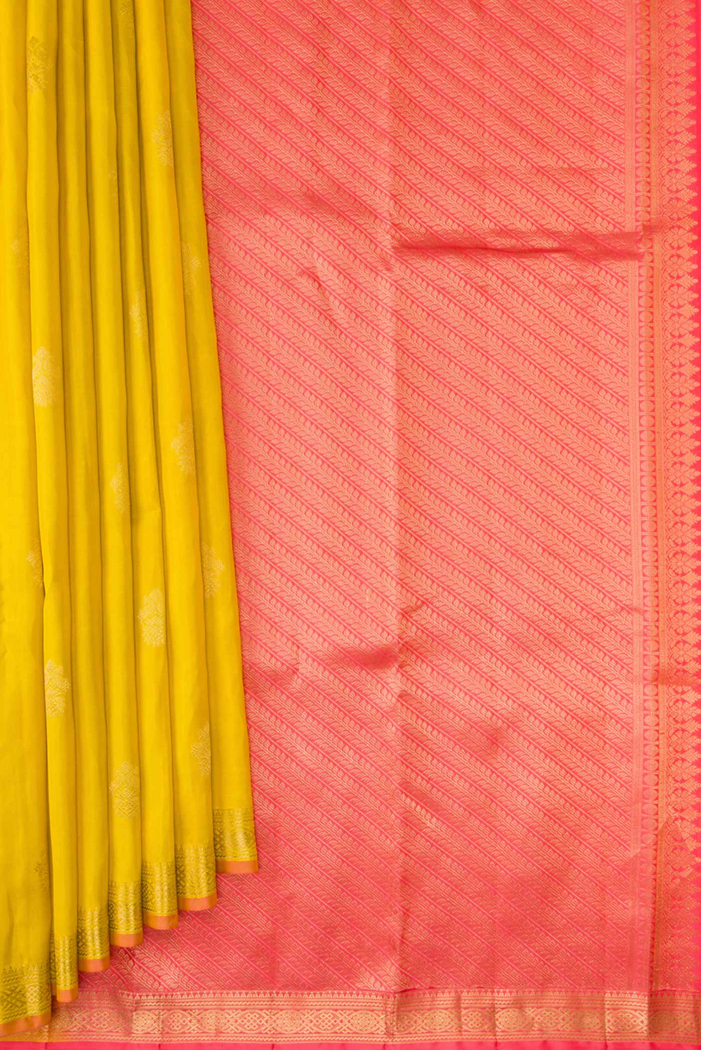 Yellow Dual Tone Kanjivaram Silk Saree - Image 4