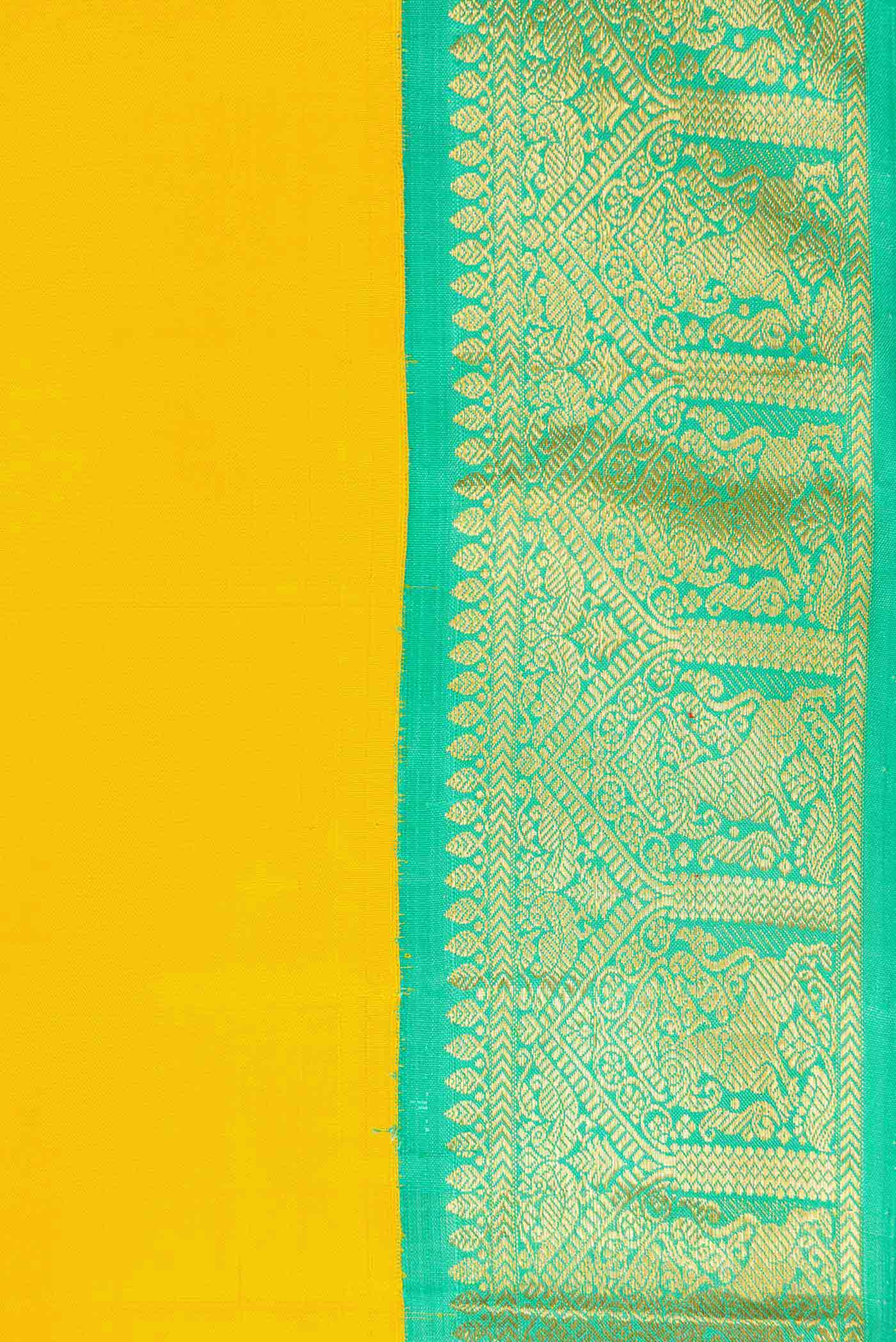 Yellow Kanjivaram Silk Saree - Image 3