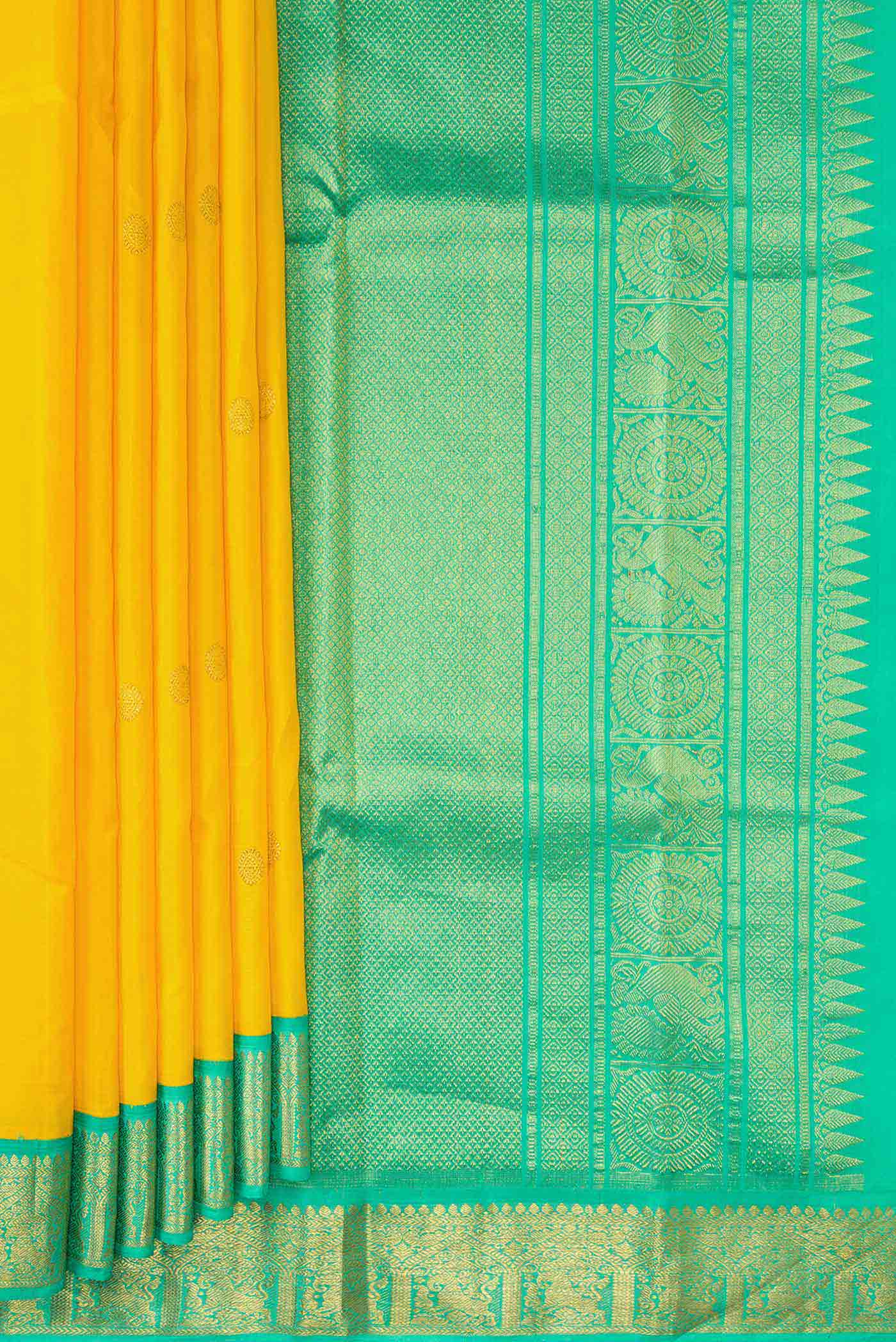 Yellow Kanjivaram Silk Saree - Image 4