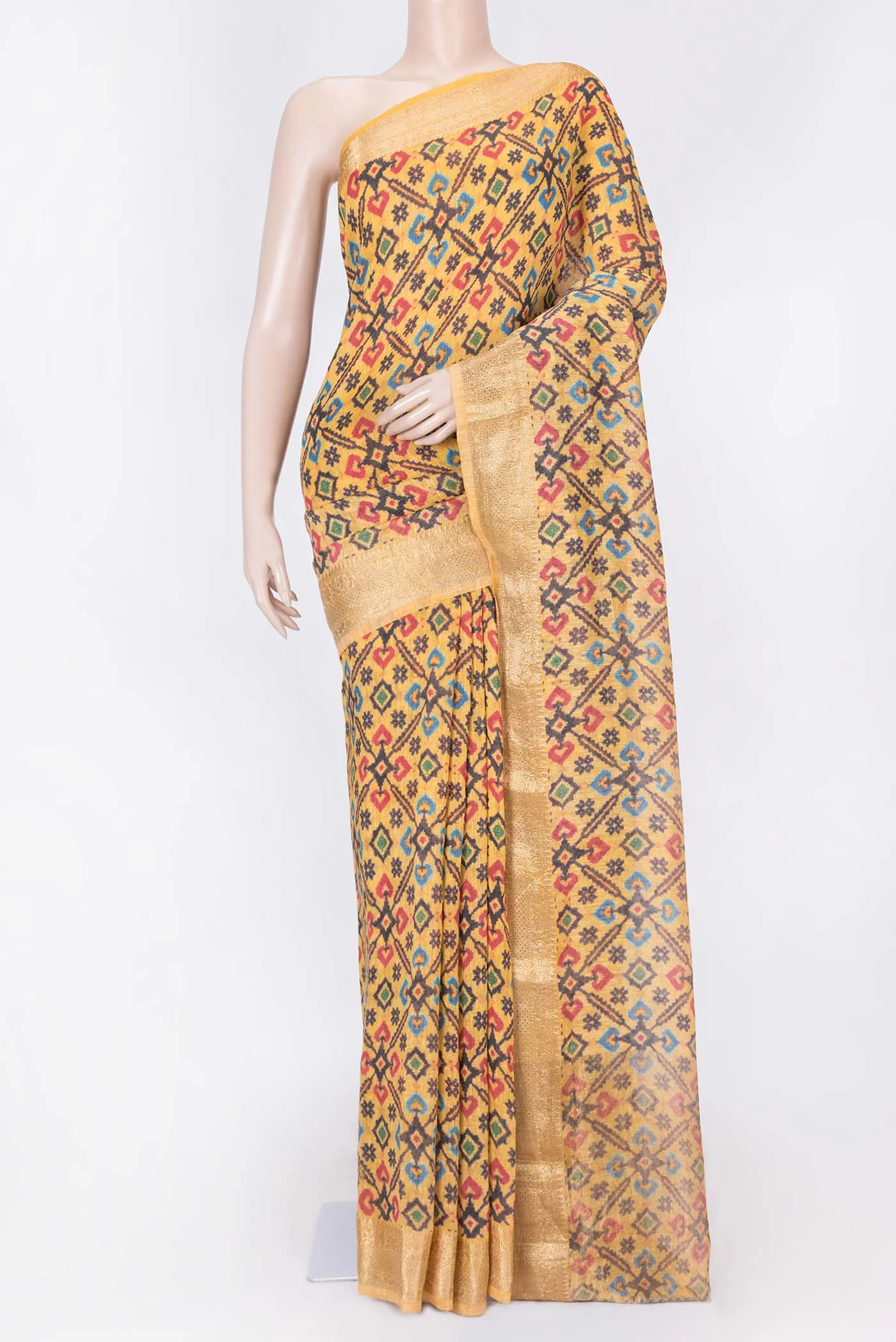 Yellow Dual Tone Linen Saree