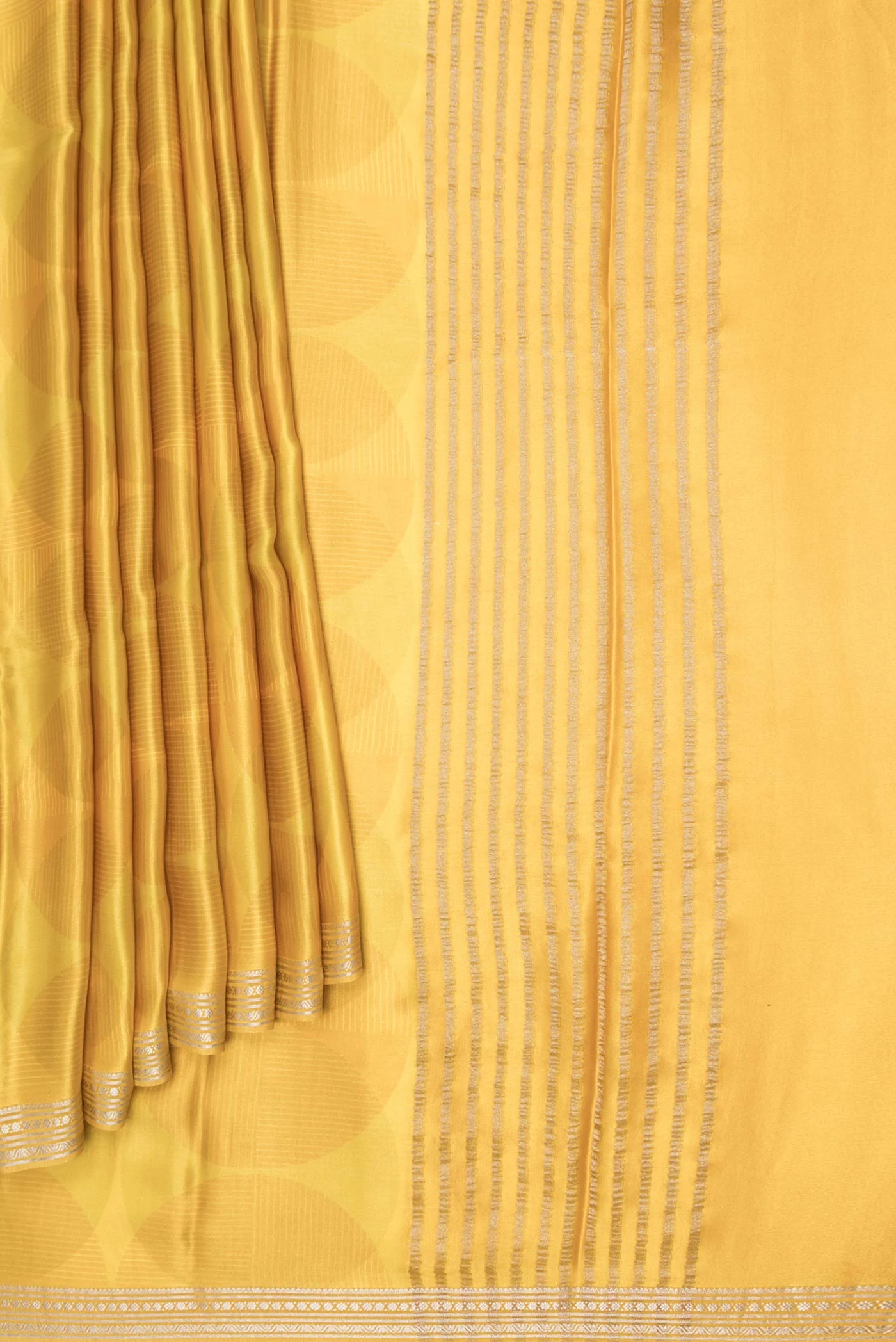 Yellow Dual Tone Mysore Crepe Saree - Image 4