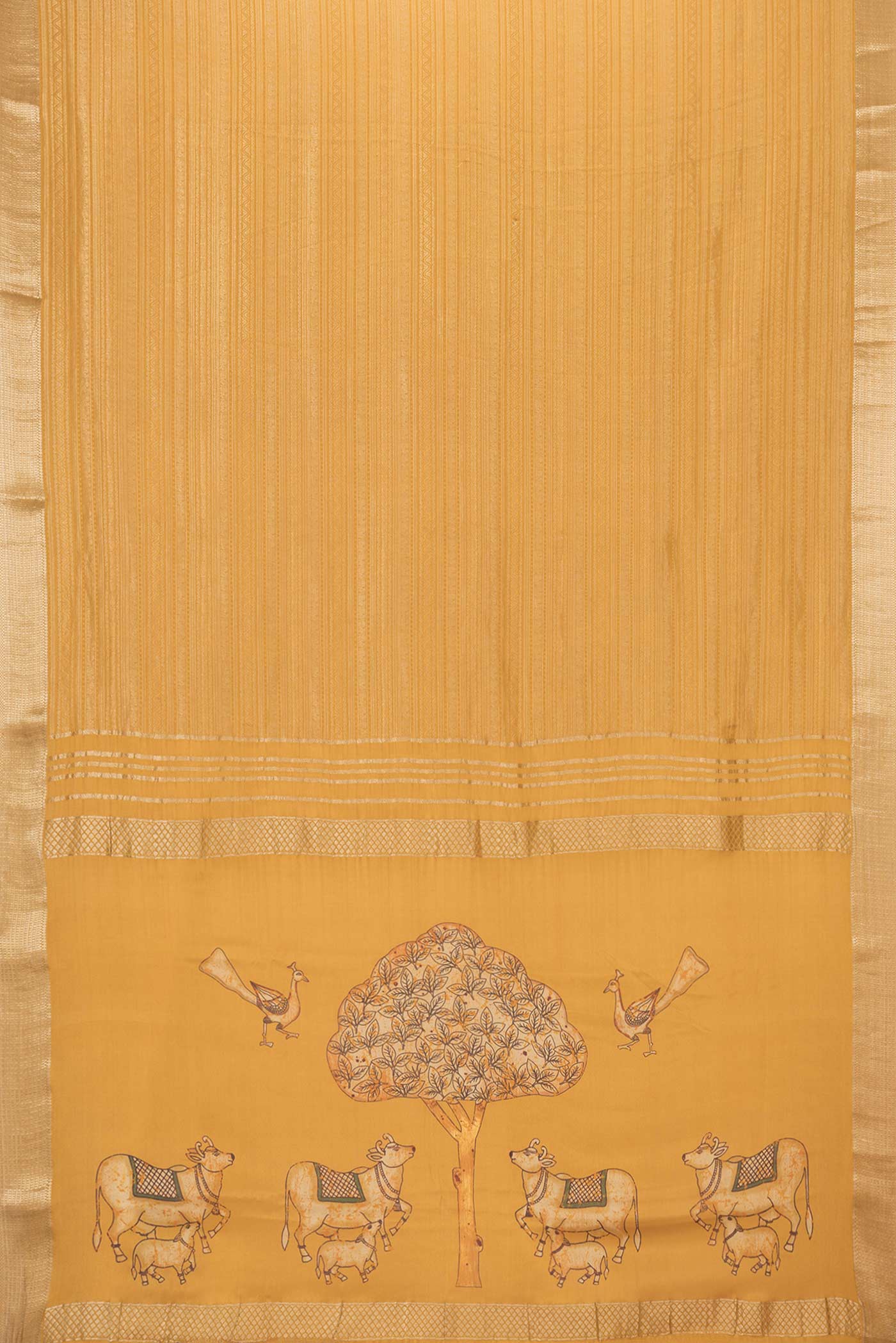 Mustard Mysore Crepe Saree - Image 6