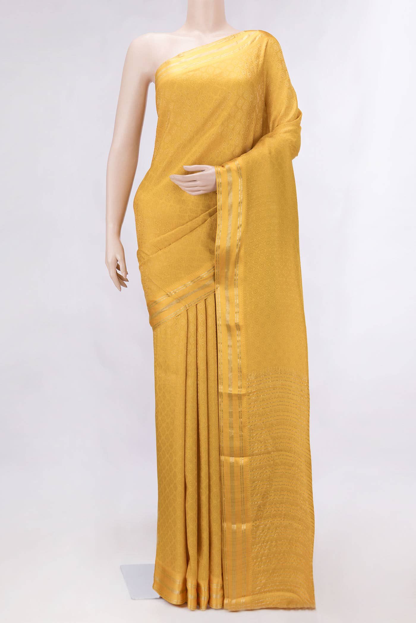 Yellow Mysore Crepe Saree