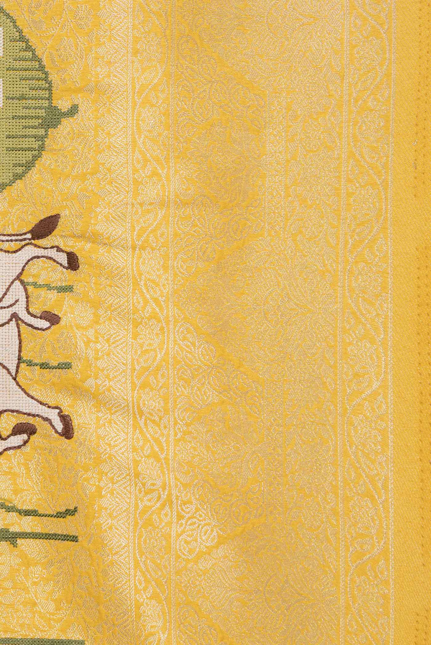 Yellow Blended Banarasi Silk Saree - Image 3