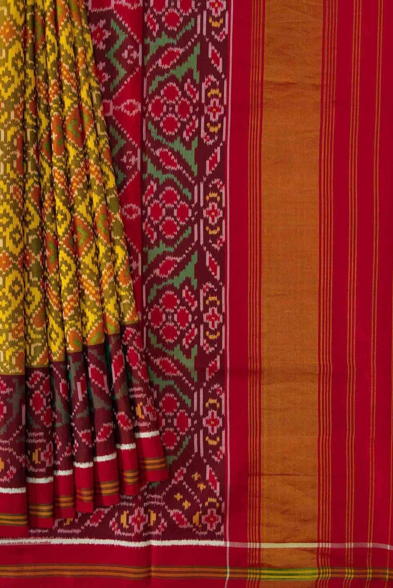 Yellow Dual Tone Rajkot Patola Silk Saree - Image 2