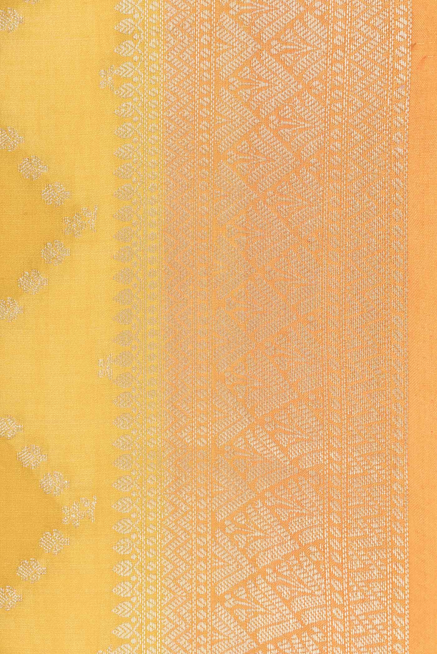 Yellow Banarasi Raw Silk Saree - Image 3