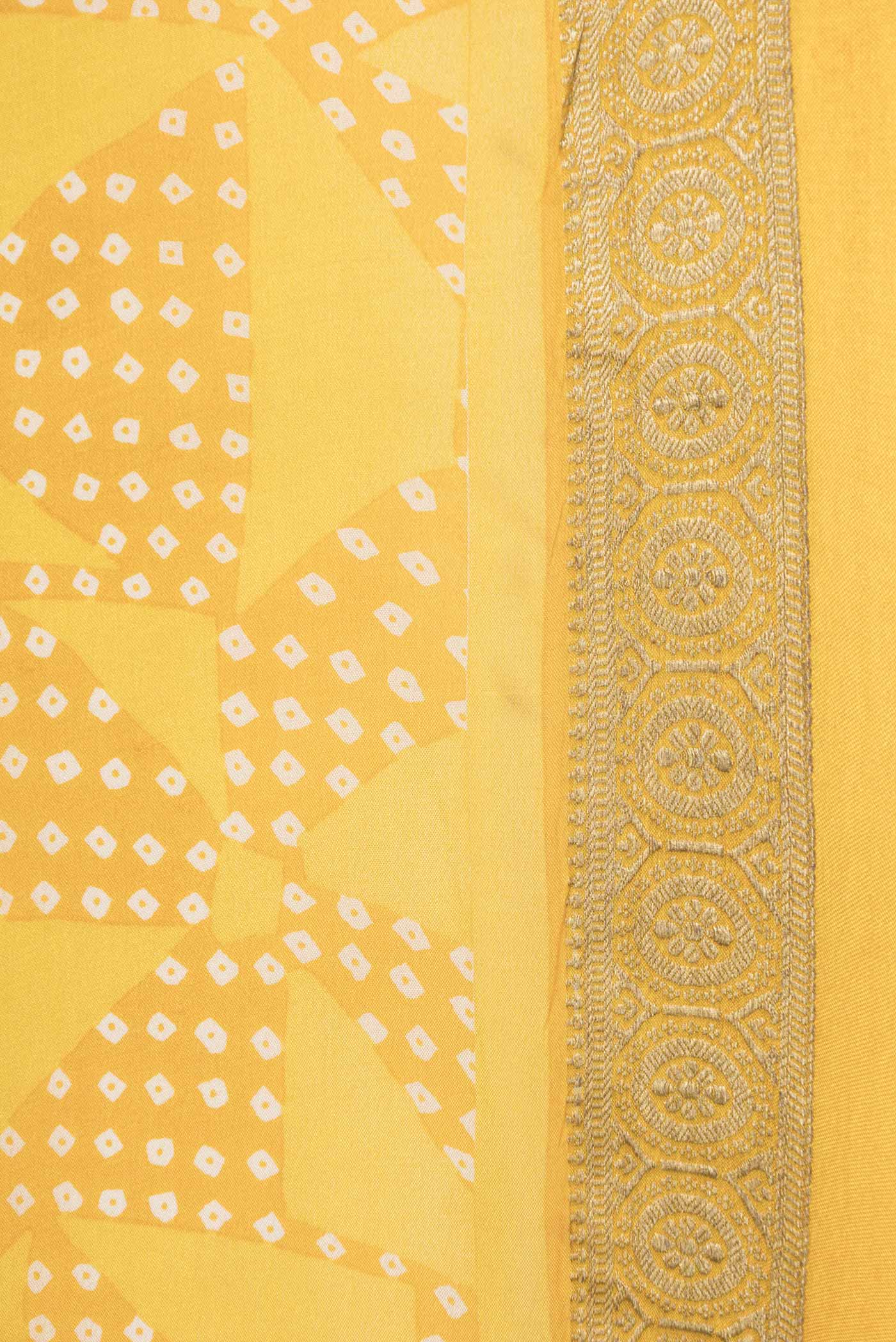 Yellow Mysore Crepe Saree - Image 3