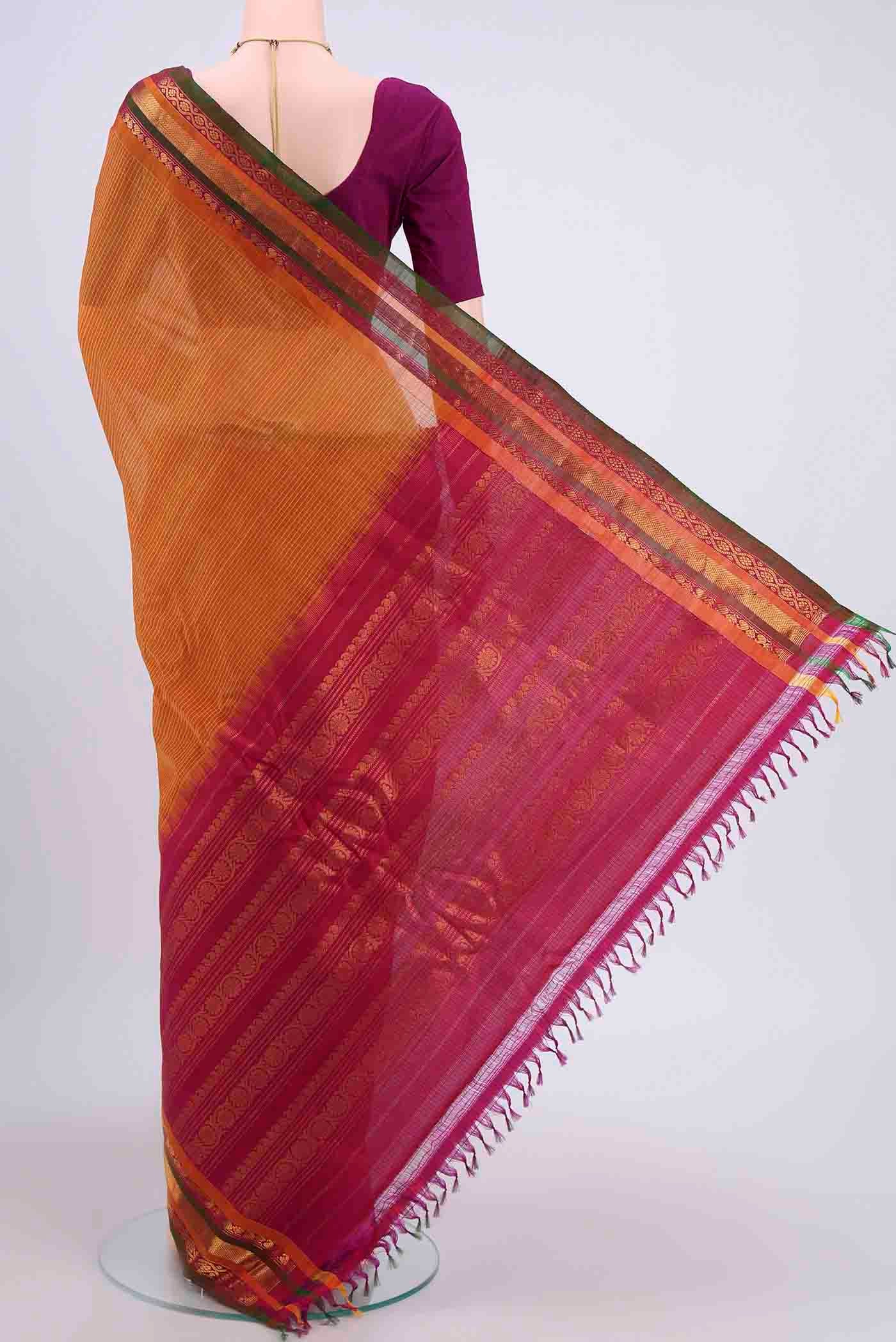 Mustard Gadwal cotton Saree - Image 3