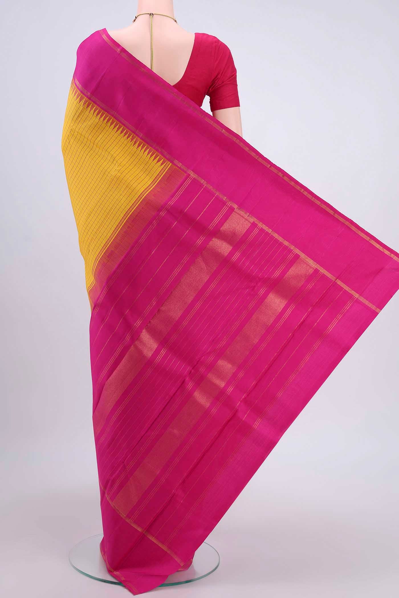 Yellow Kanchipuram Saree - Image 3