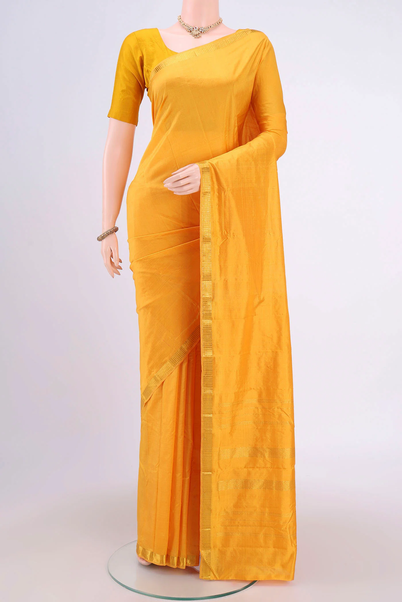 Yellow Kanchipuram Silk Saree