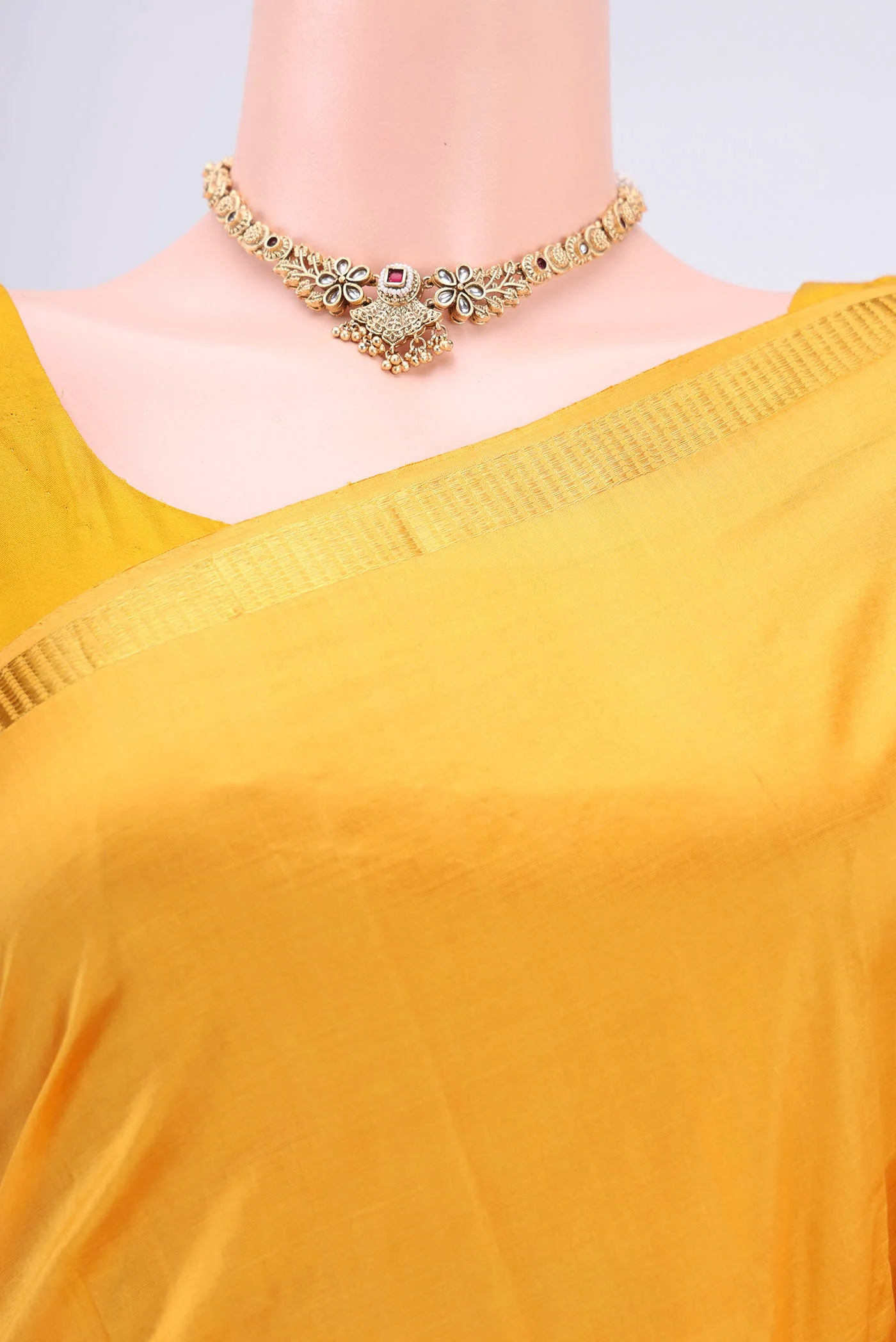 Yellow Kanchipuram Silk Saree - Image 2