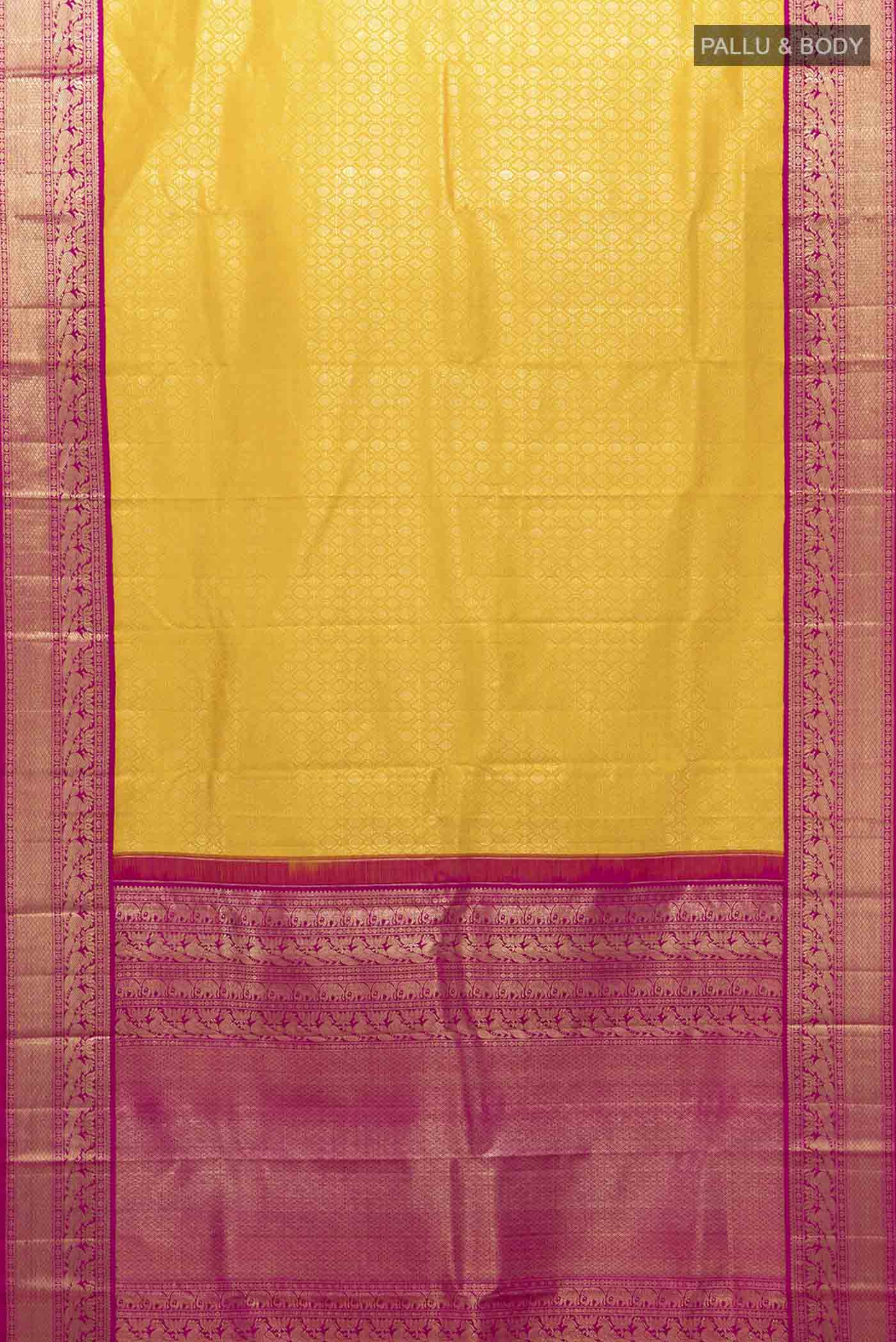 Yellow Kanchipuram Silk Saree - Image 5