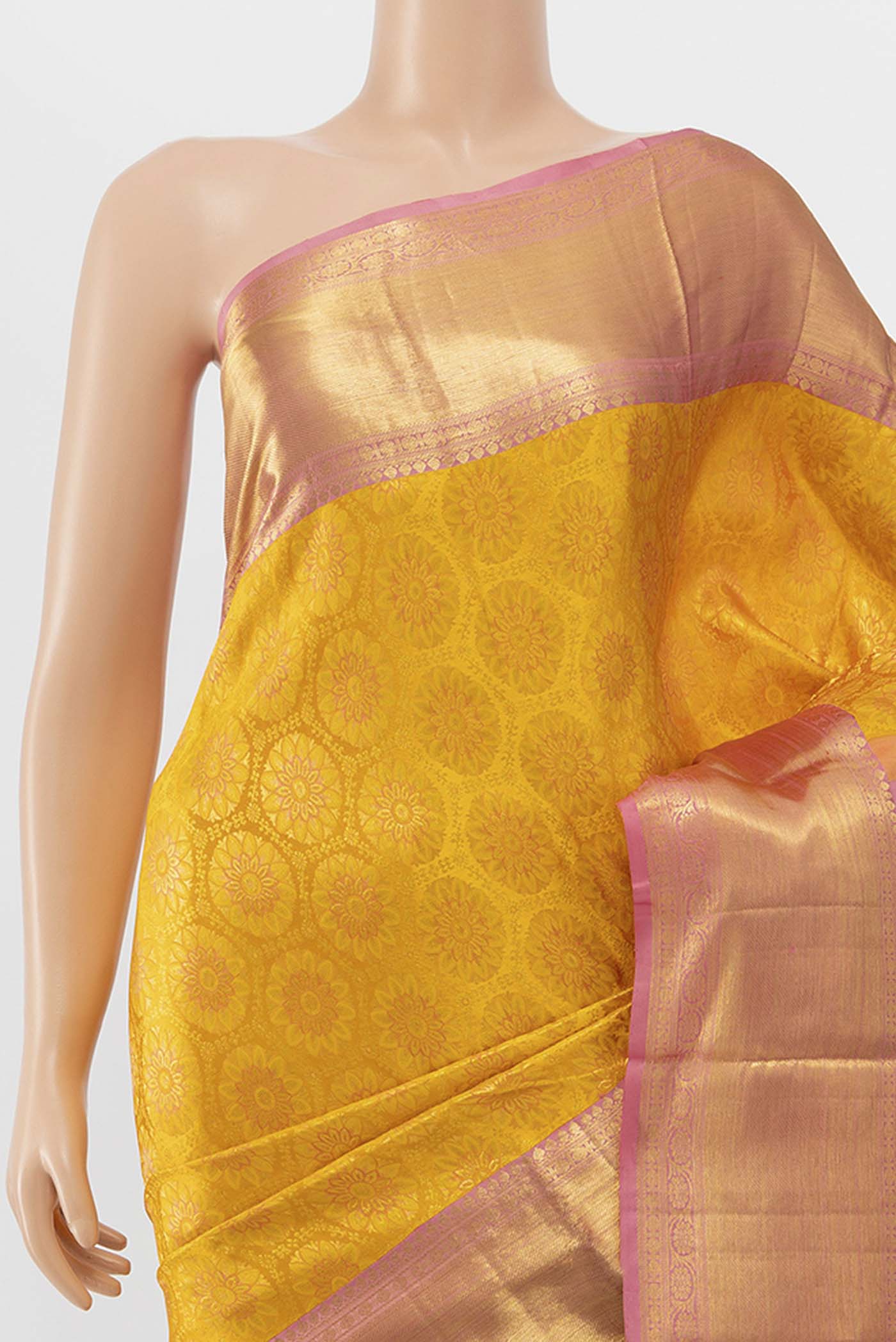 Yellow Kanchipuram Silk Saree - Image 2