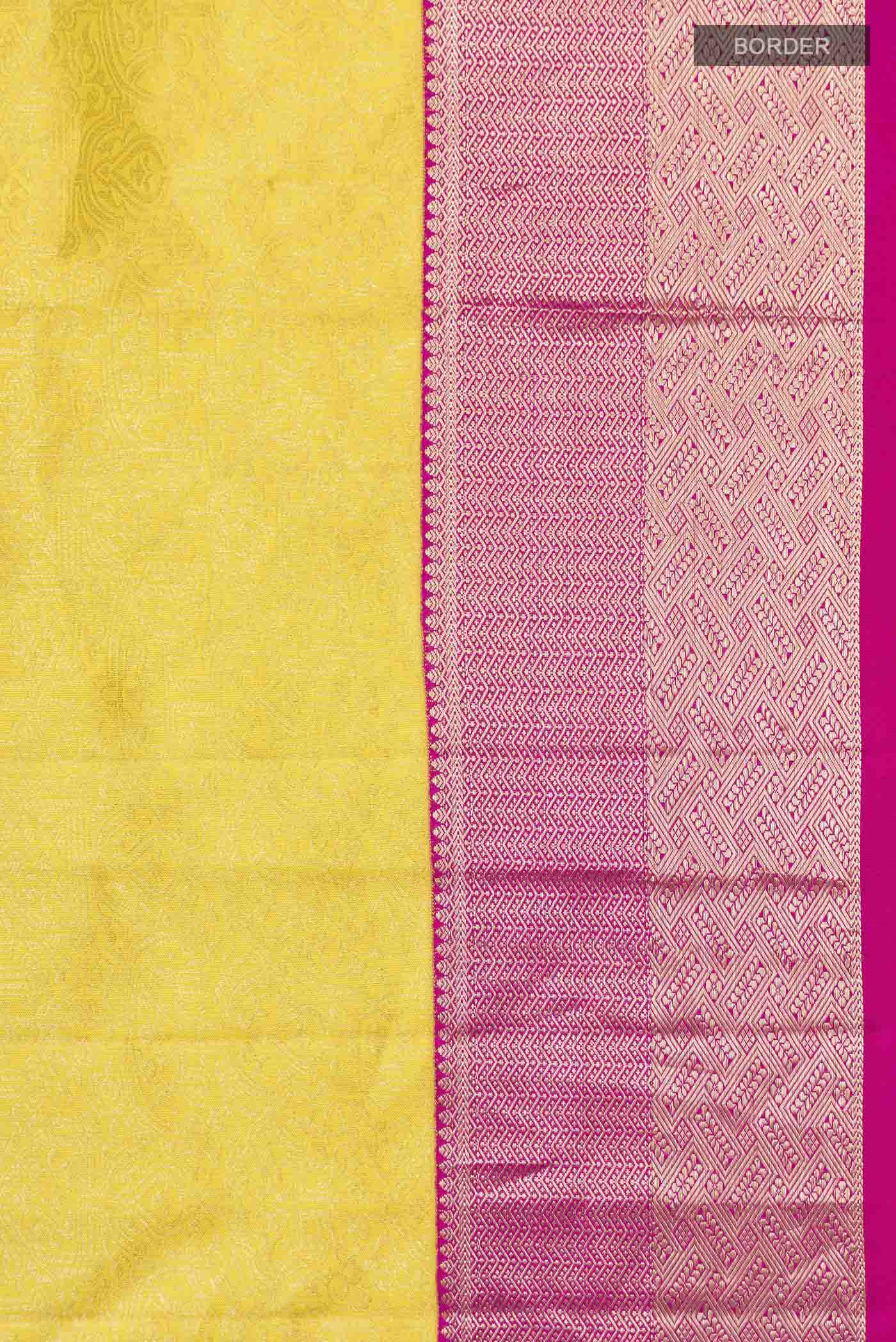 Yellow Kanjivaram Silk Saree - Image 3