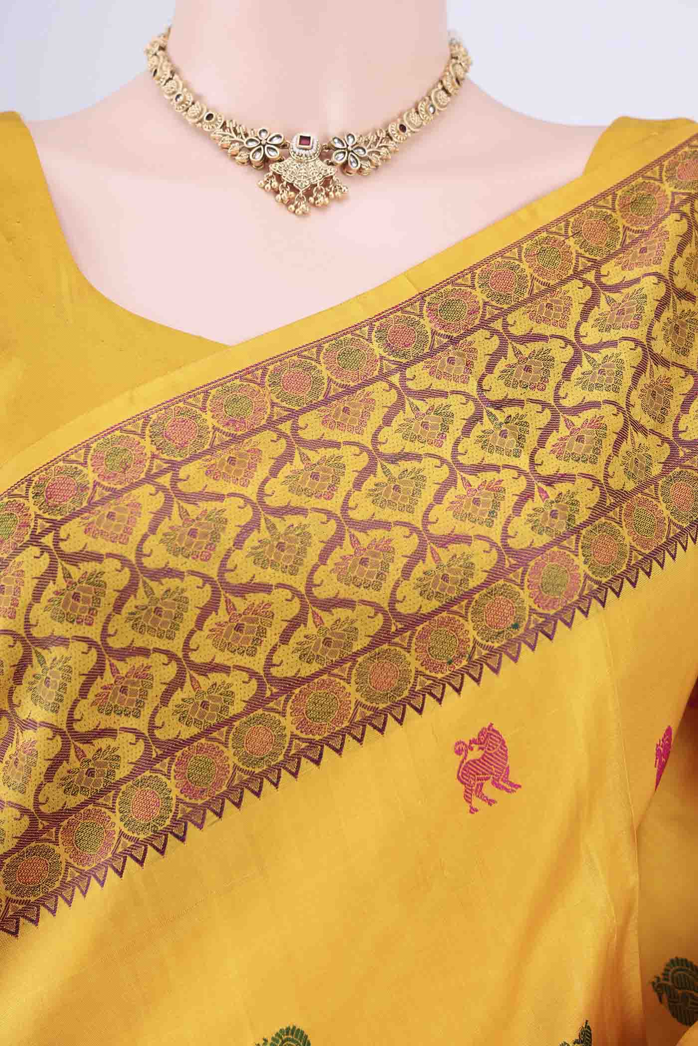 Yellow Kanjivaram Silk Saree - Image 2