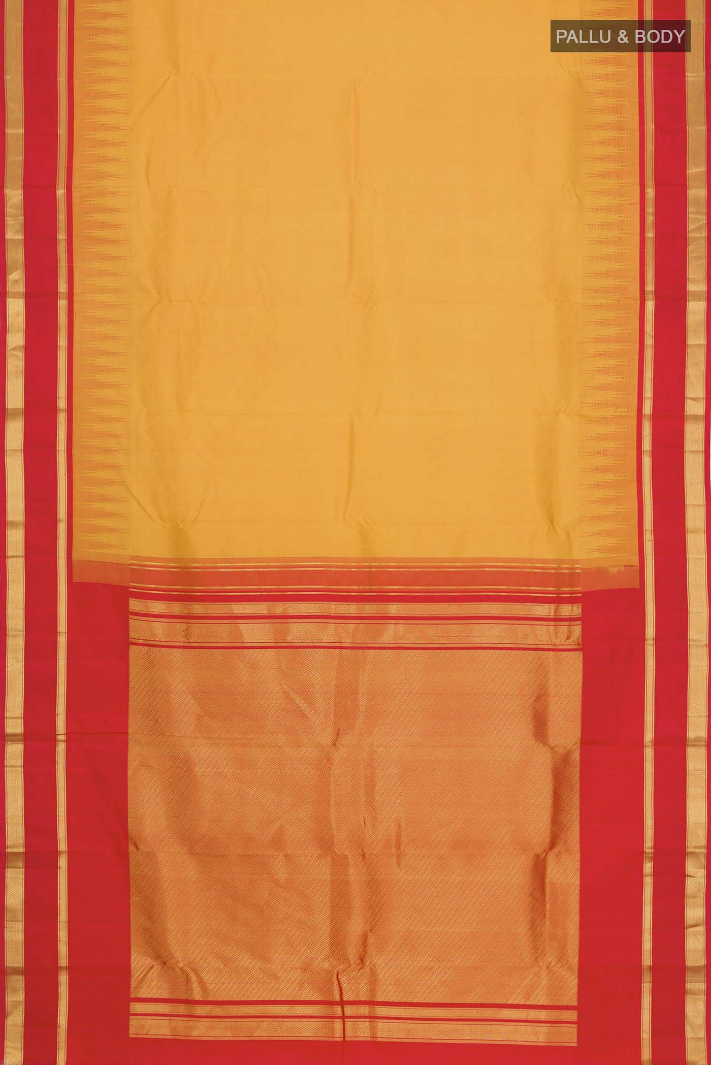 Yellow Kanchipuram Silk Saree - Image 6