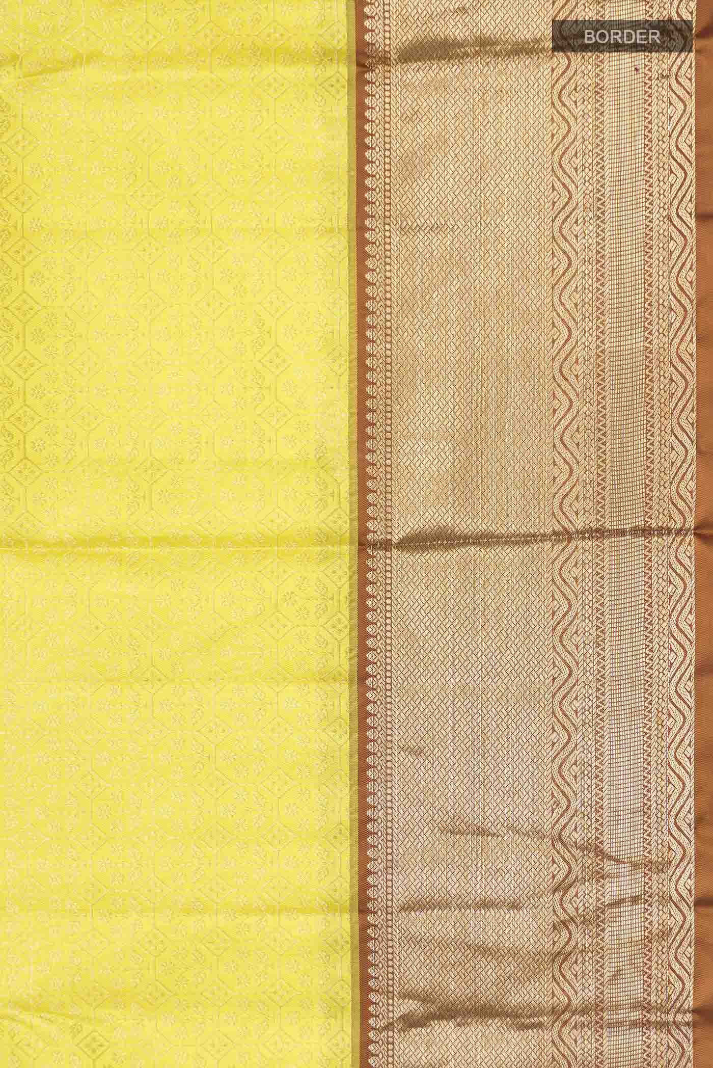 Yellow Kanchipuram Silk Saree - Image 3