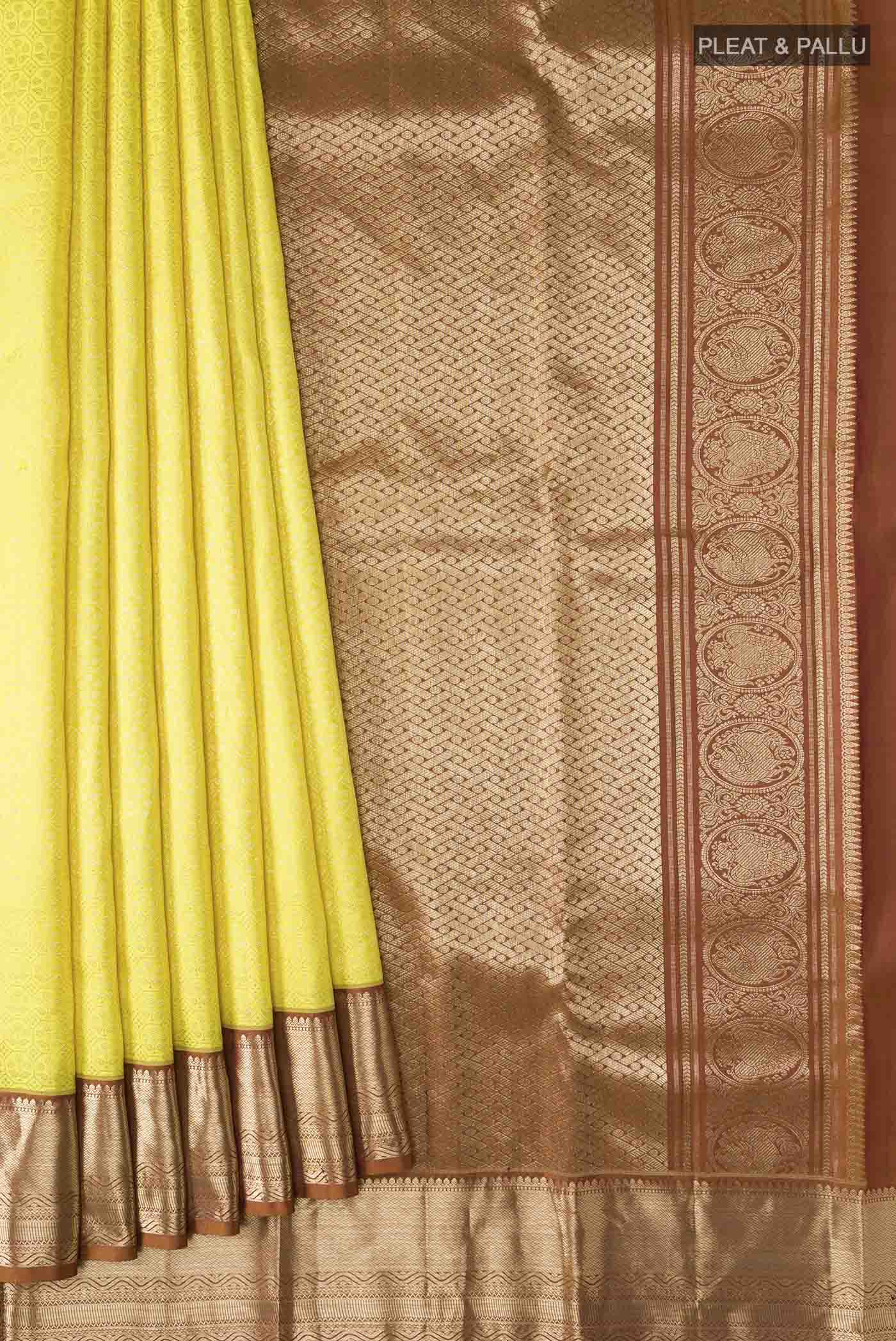Yellow Kanchipuram Silk Saree - Image 4