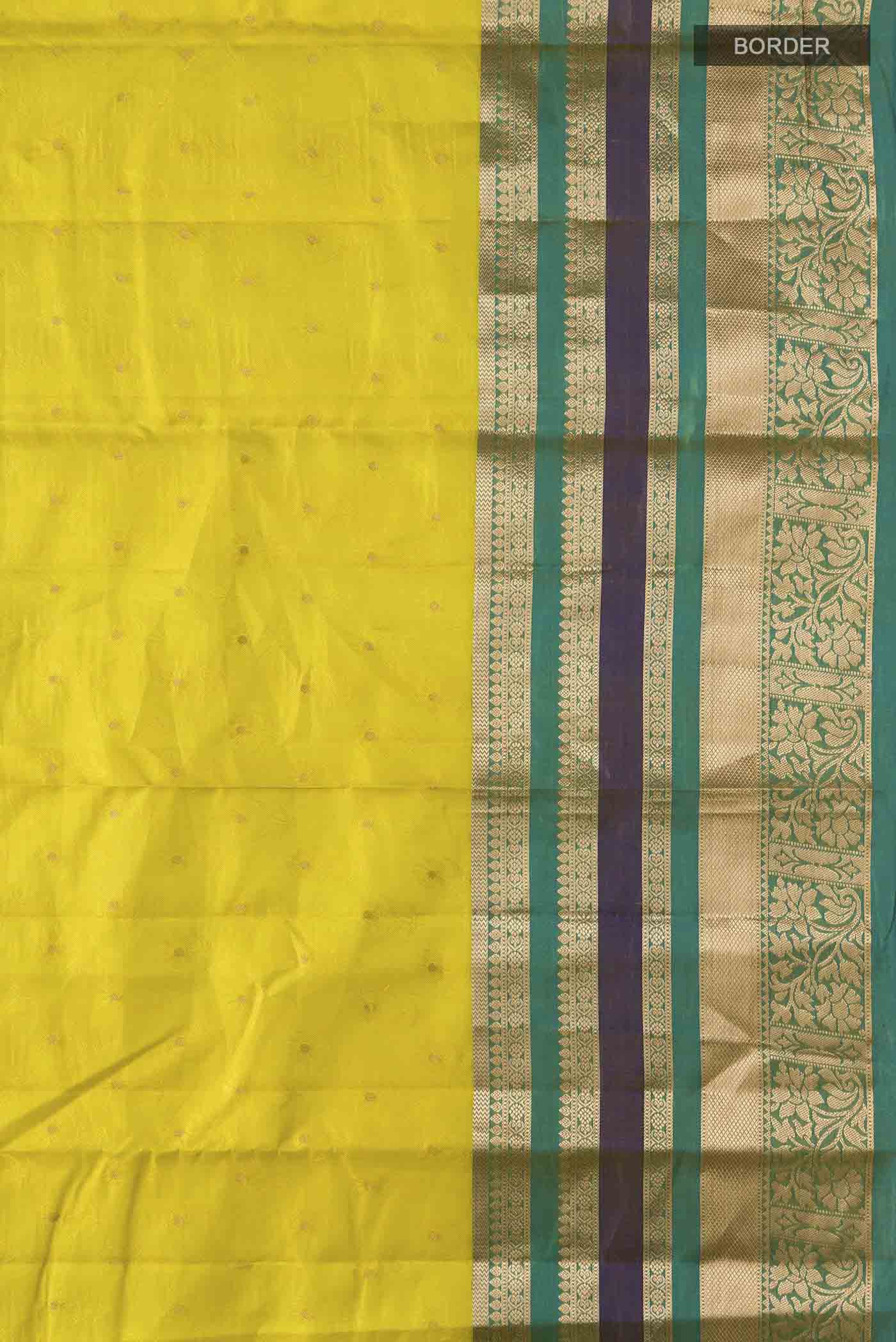 Yellow Kanjivaram Silk Saree - Image 3